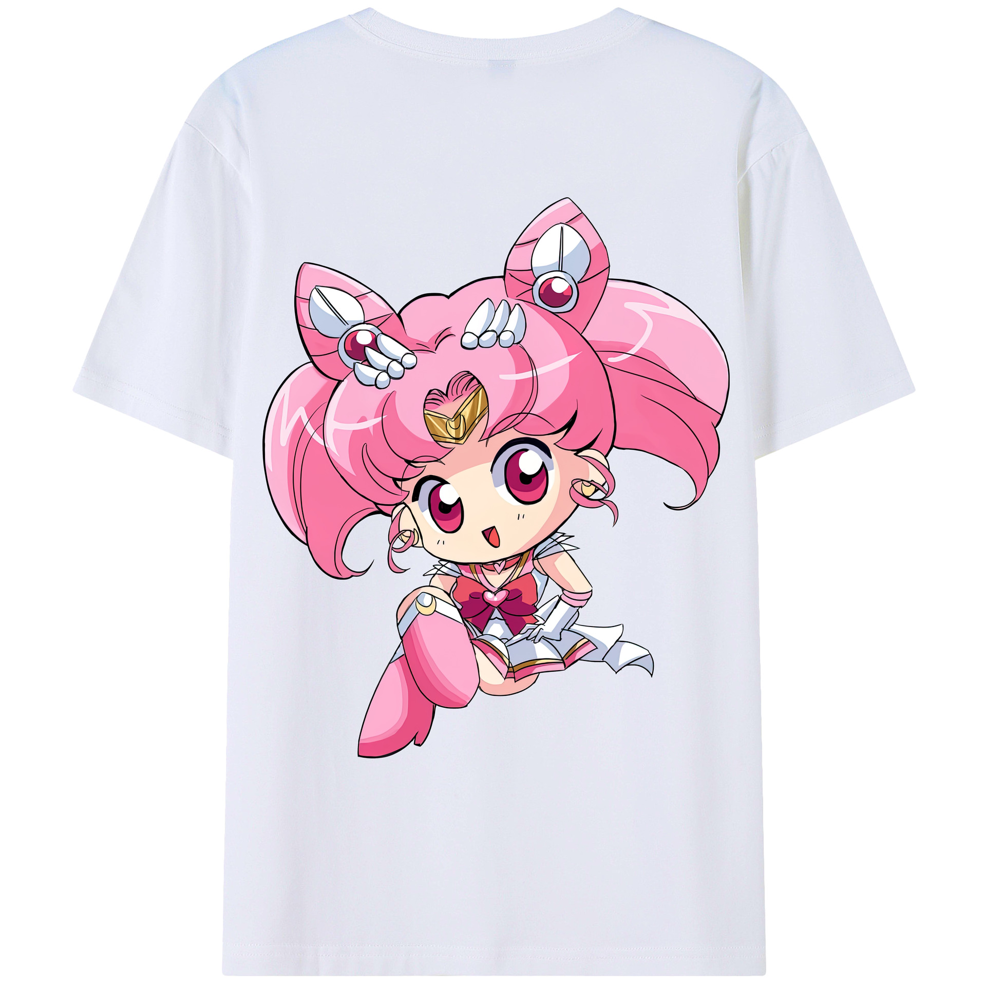（画像用） 美少女戦士セーラームーン ちびうさ Sailor Moon Chibiusa Tsukino Usagi Small Lady Serenity 綿100％ メンズ半袖Tシャツ（バックプリント） 通気性