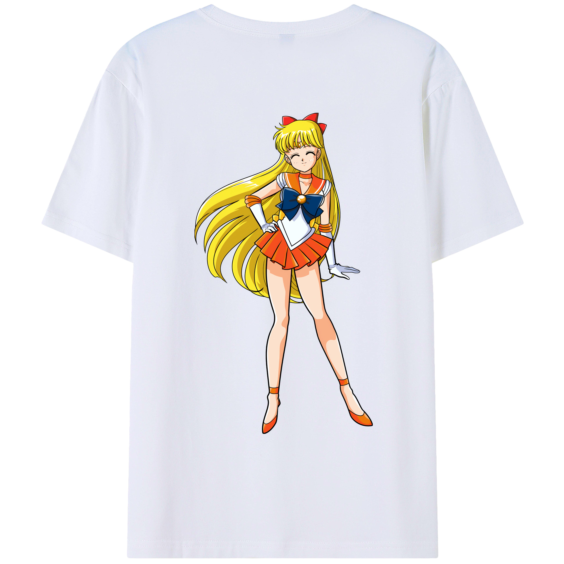 （画像用） 美少女戦士セーラームーン 愛野 美奈子 あいの みなこ Sailor Moon Aino Minako 綿100％ メンズ半袖Tシャツ（バックプリント） 通気性