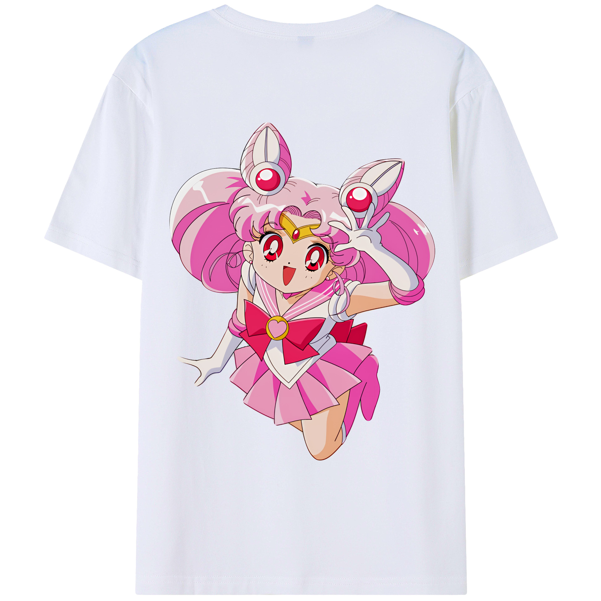 （画像用） 美少女戦士セーラームーン ちびうさ Sailor Moon Chibiusa Tsukino Usagi Small Lady Serenity 綿100％ メンズ半袖Tシャツ（バックプリント） 通気性