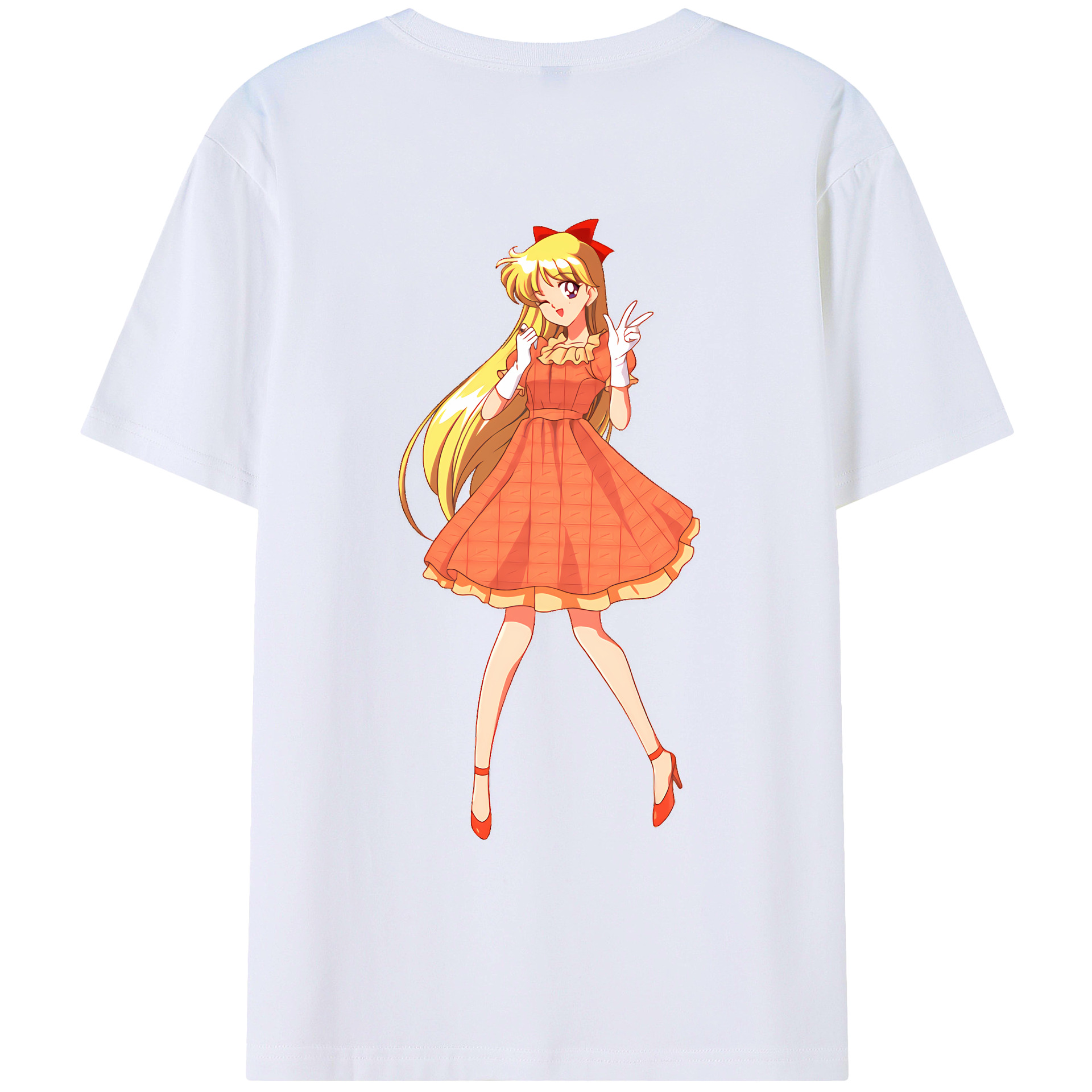 （画像用） 美少女戦士セーラームーン 愛野 美奈子 あいの みなこ Sailor Moon Aino Minako 綿100％ メンズ半袖Tシャツ（バックプリント） 通気性