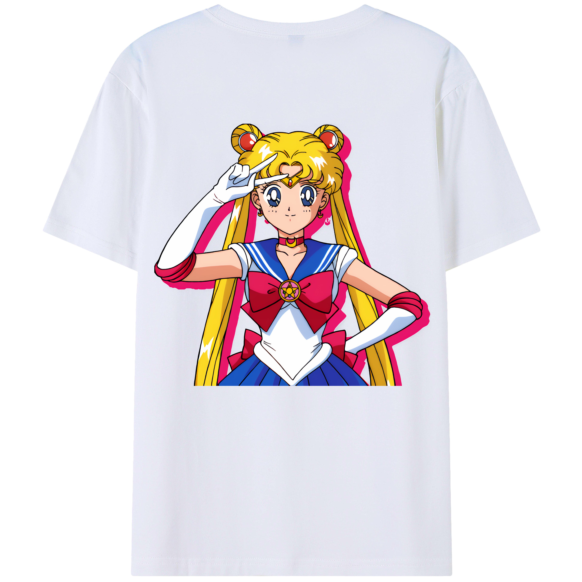 （画像用） 美少女戦士セーラームーン 月野 うさぎ つきの うさぎ Sailor Moon Tsukino Usagi 綿100％ メンズ半袖Tシャツ（バックプリント） 通気性