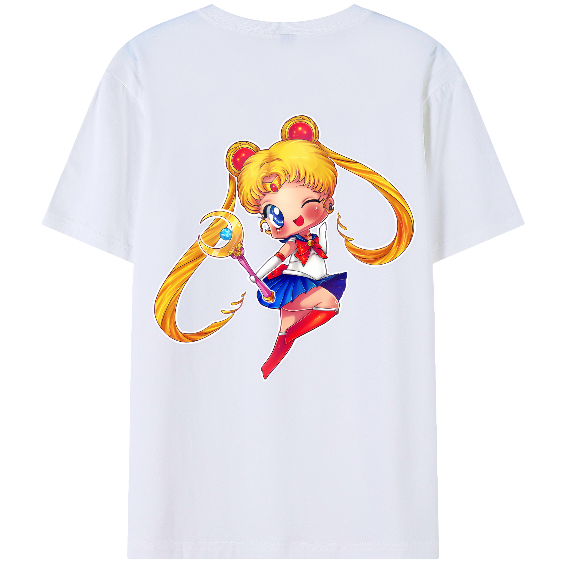 （画像用） 美少女戦士セーラームーン 月野 うさぎ つきの うさぎ Sailor Moon Tsukino Usagi 綿100％ メンズ半袖Tシャツ（バックプリント） 通気性