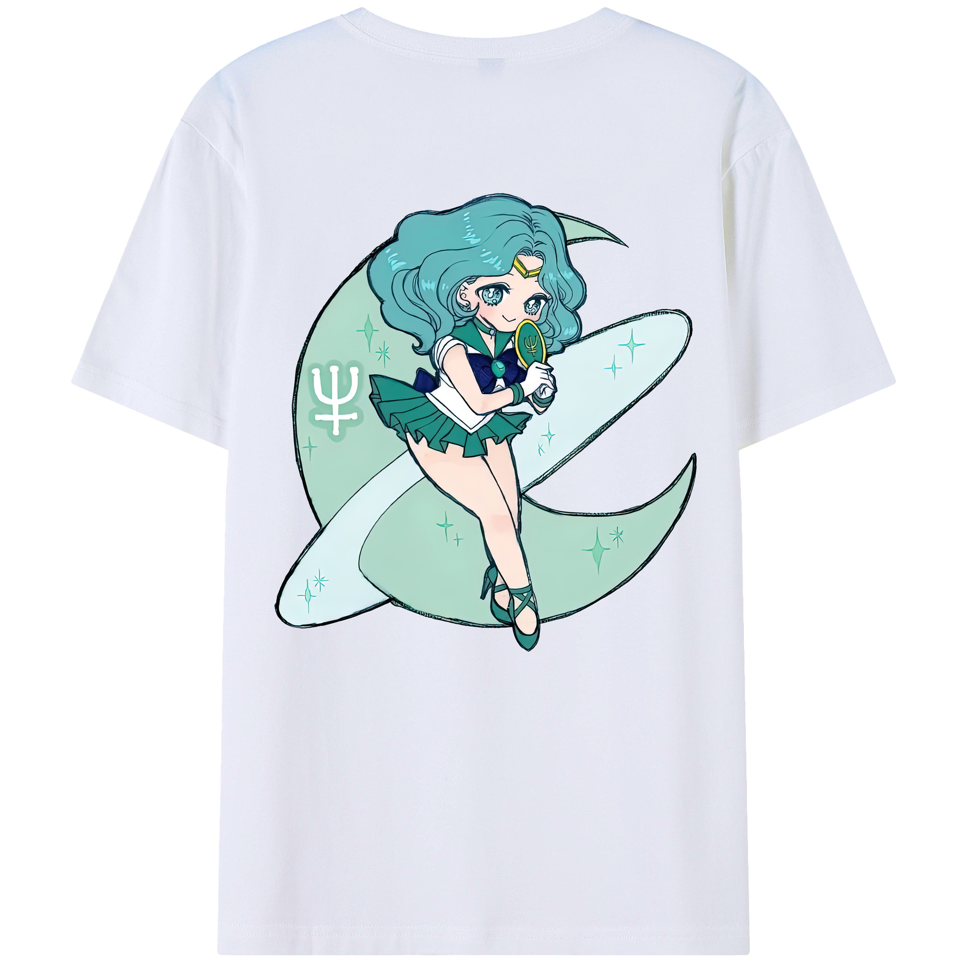 （画像用） 美少女戦士セーラームーン 海王 みちる（かいおう みちる） Sailor Moon Kaiou Michiru 綿100％ メンズ半袖Tシャツ（バックプリント） 通気性