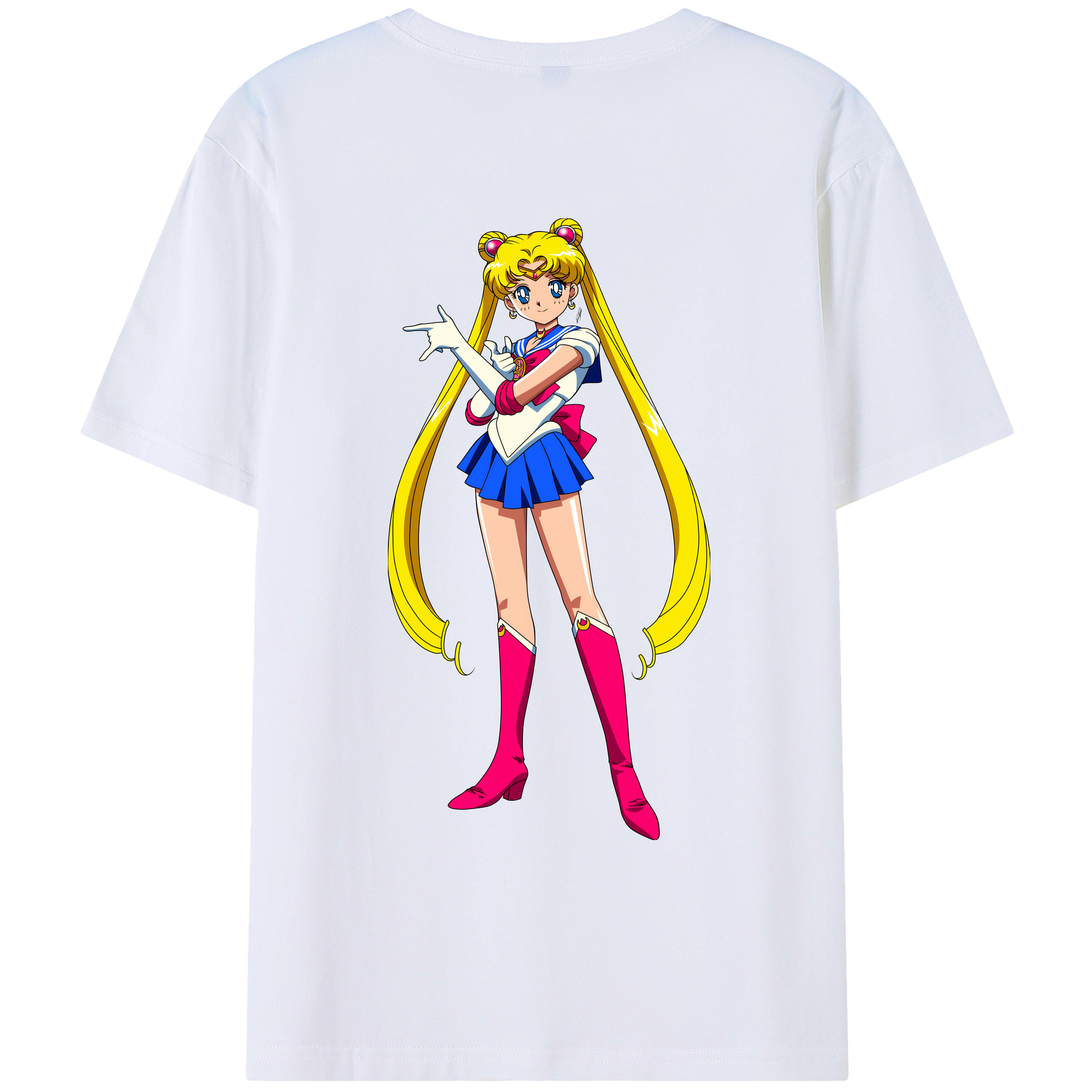 （画像用） 美少女戦士セーラームーン 月野 うさぎ つきの うさぎ Sailor Moon Tsukino Usagi 綿100％ メンズ半袖Tシャツ（バックプリント） 通気性