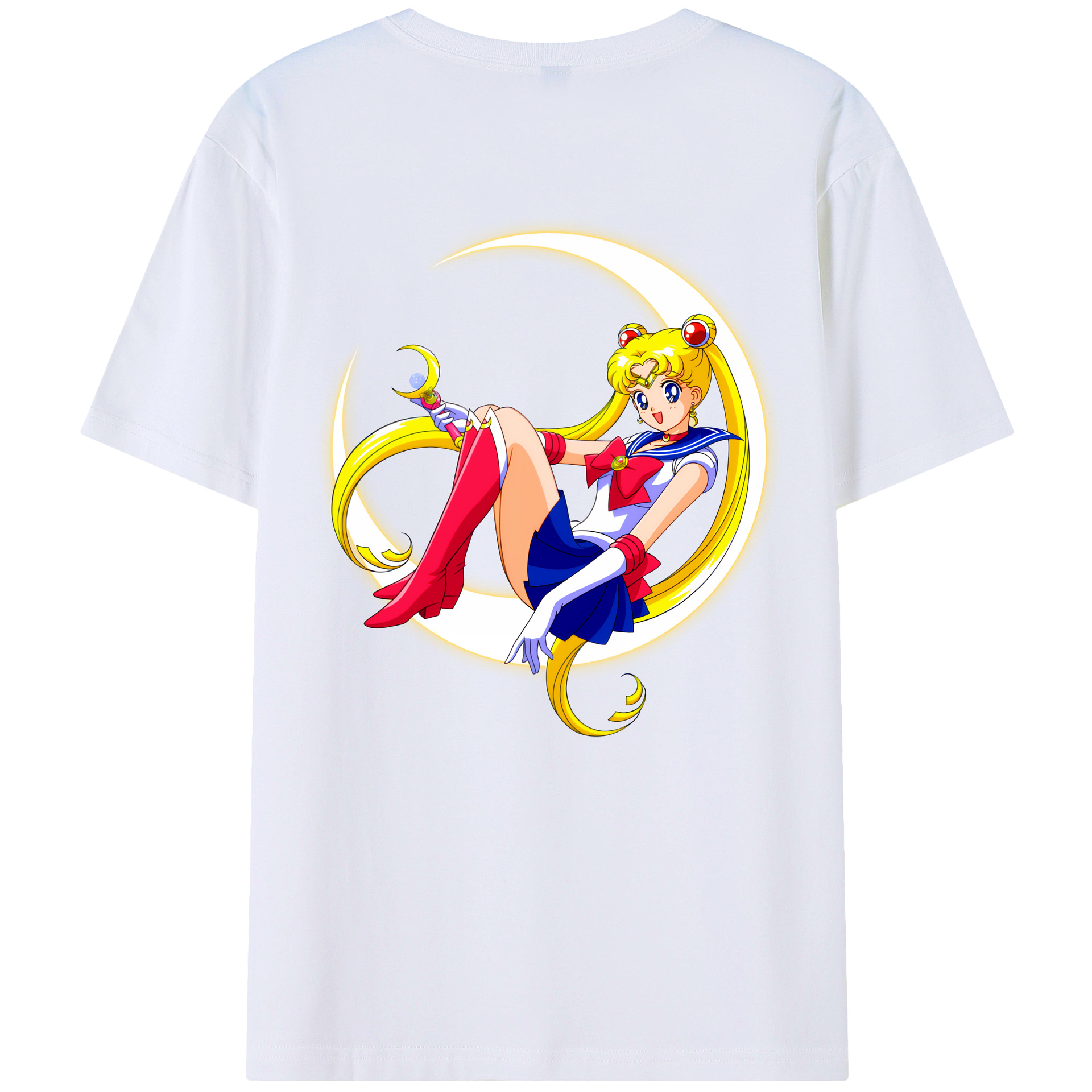 （画像用） 美少女戦士セーラームーン 月野 うさぎ つきの うさぎ Sailor Moon Tsukino Usagi 綿100％ メンズ半袖Tシャツ（バックプリント） 通気性