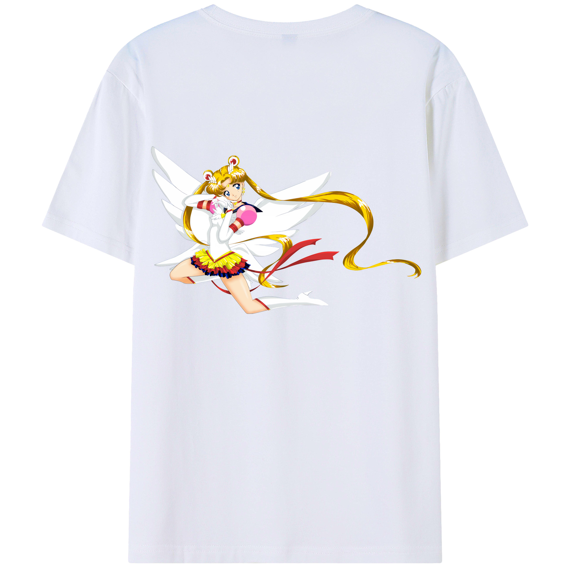 （画像用） 美少女戦士セーラームーン 月野 うさぎ つきの うさぎ Sailor Moon Tsukino Usagi 綿100％ メンズ半袖Tシャツ（バックプリント） 通気性