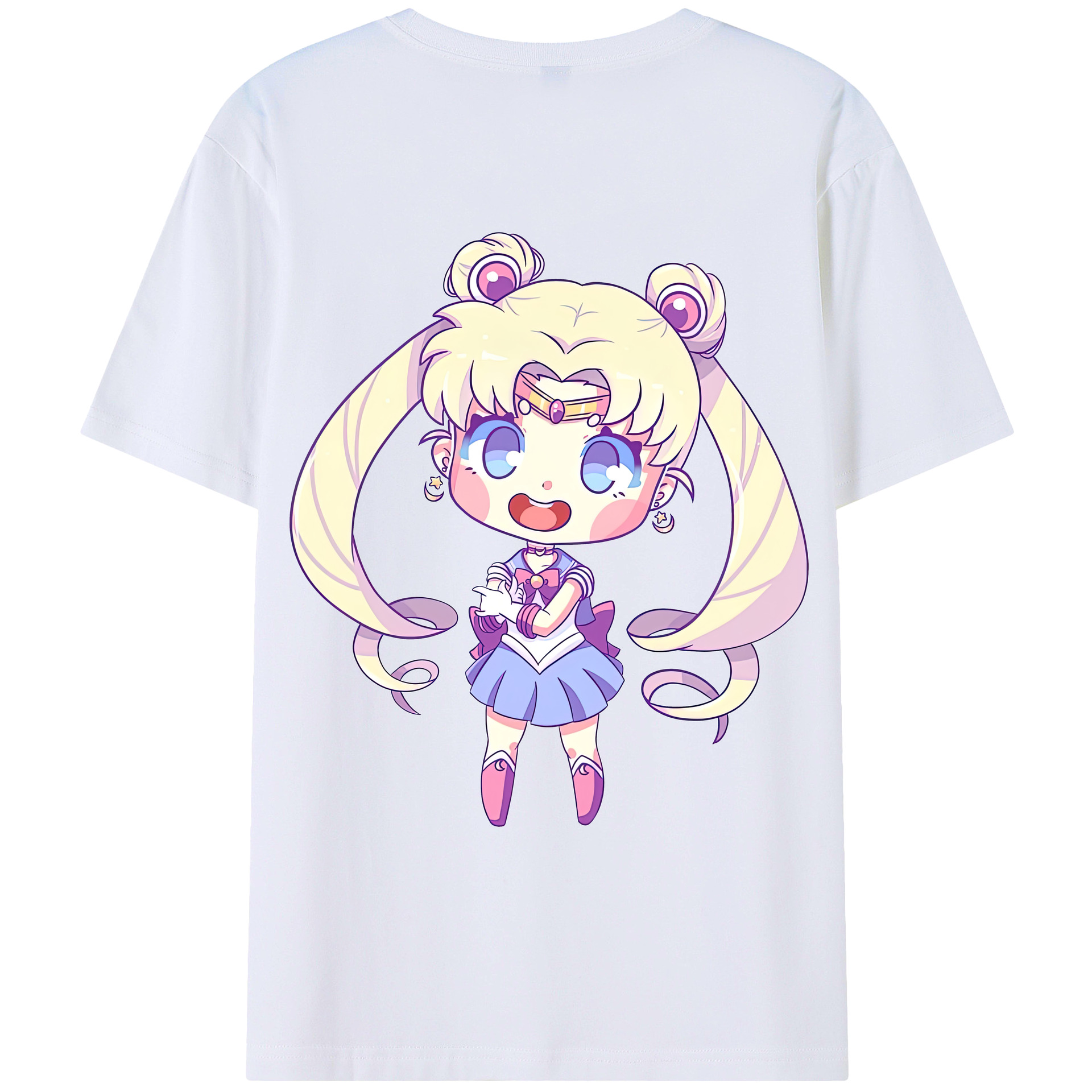 （画像用） 美少女戦士セーラームーン 月野 うさぎ つきの うさぎ Sailor Moon Tsukino Usagi 綿100％ メンズ半袖Tシャツ（バックプリント） 通気性