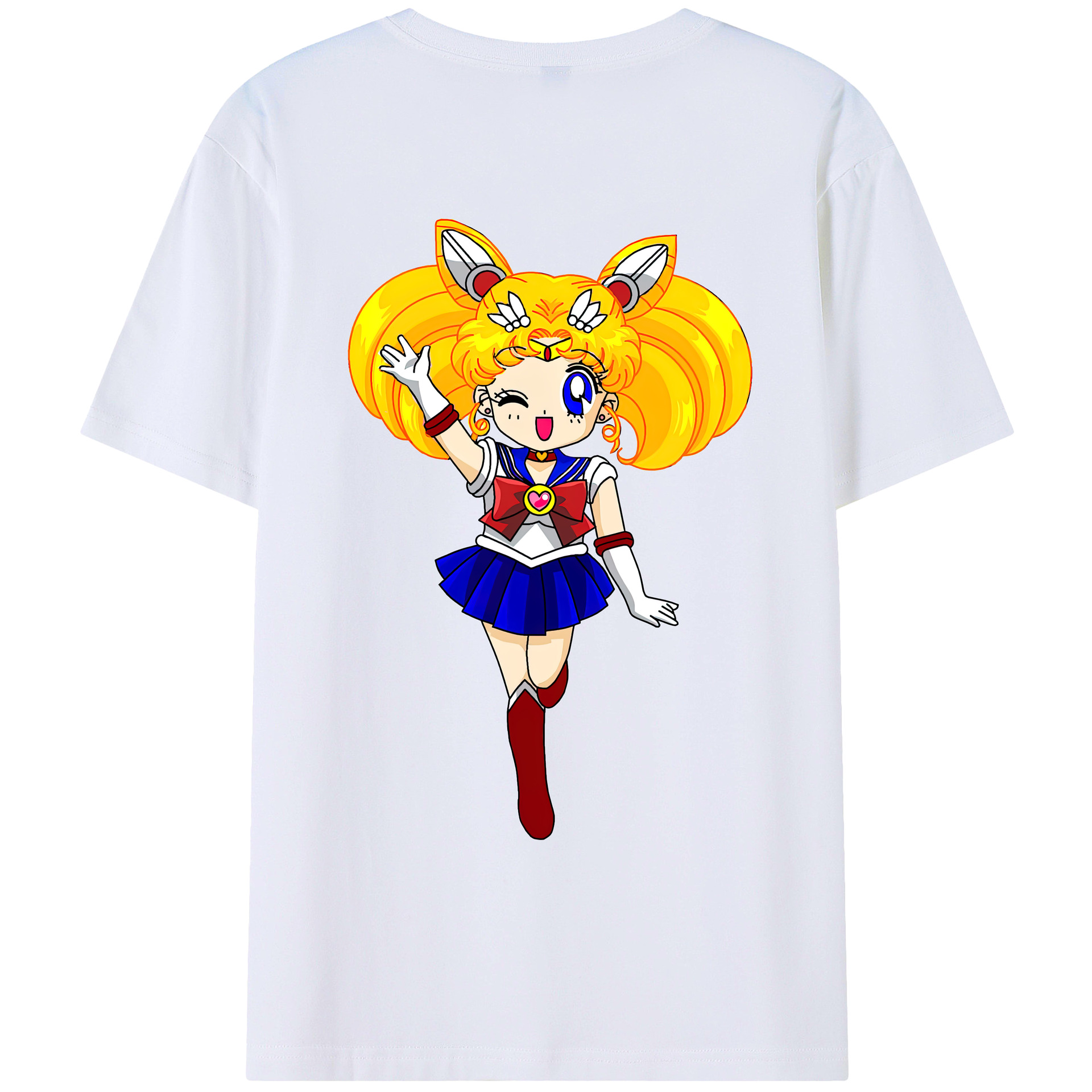 （画像用） 美少女戦士セーラームーン 月野 うさぎ つきの うさぎ Sailor Moon Tsukino Usagi 綿100％ メンズ半袖Tシャツ（バックプリント） 通気性