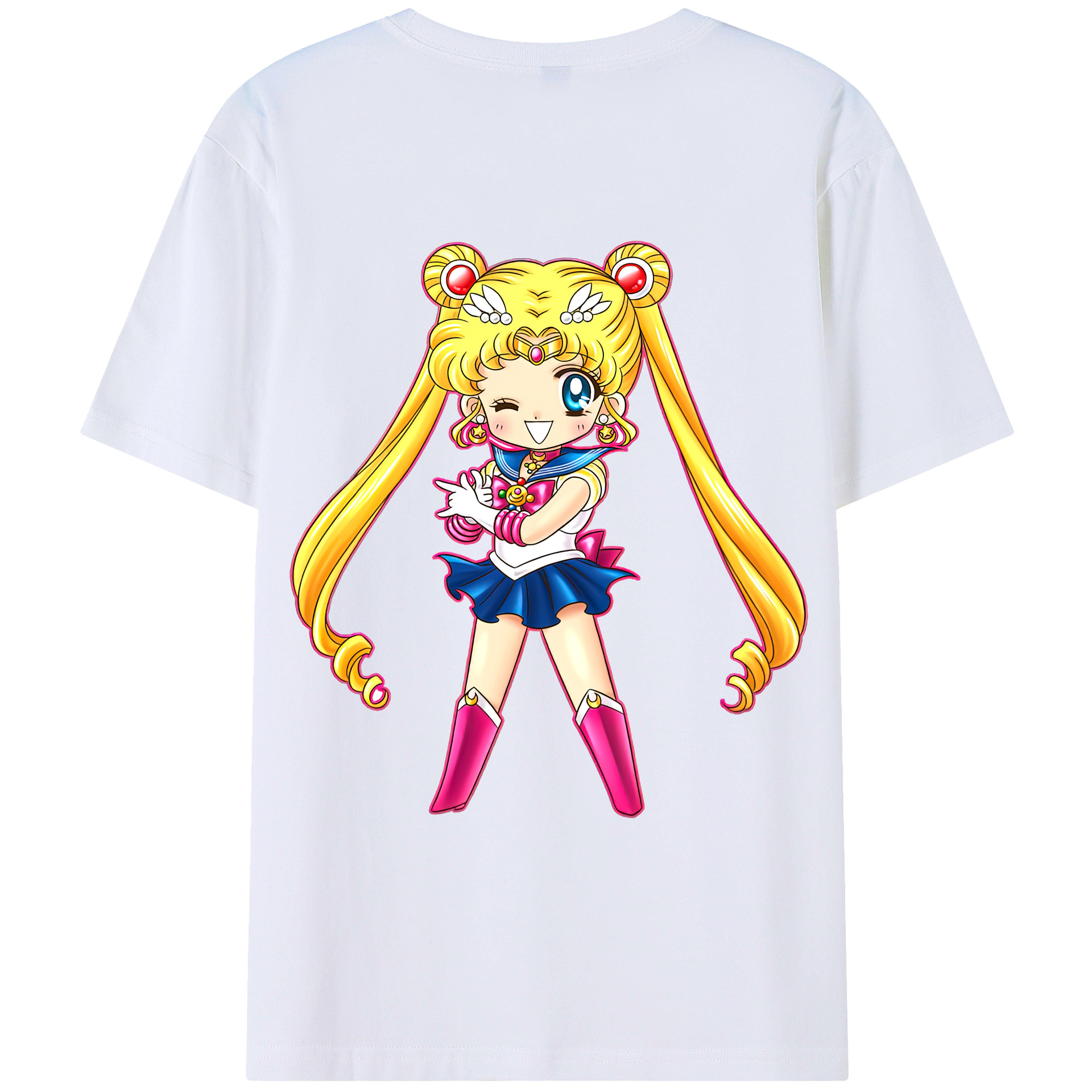 （画像用） 美少女戦士セーラームーン 月野 うさぎ つきの うさぎ Sailor Moon Tsukino Usagi 綿100％ メンズ半袖Tシャツ（バックプリント） 通気性