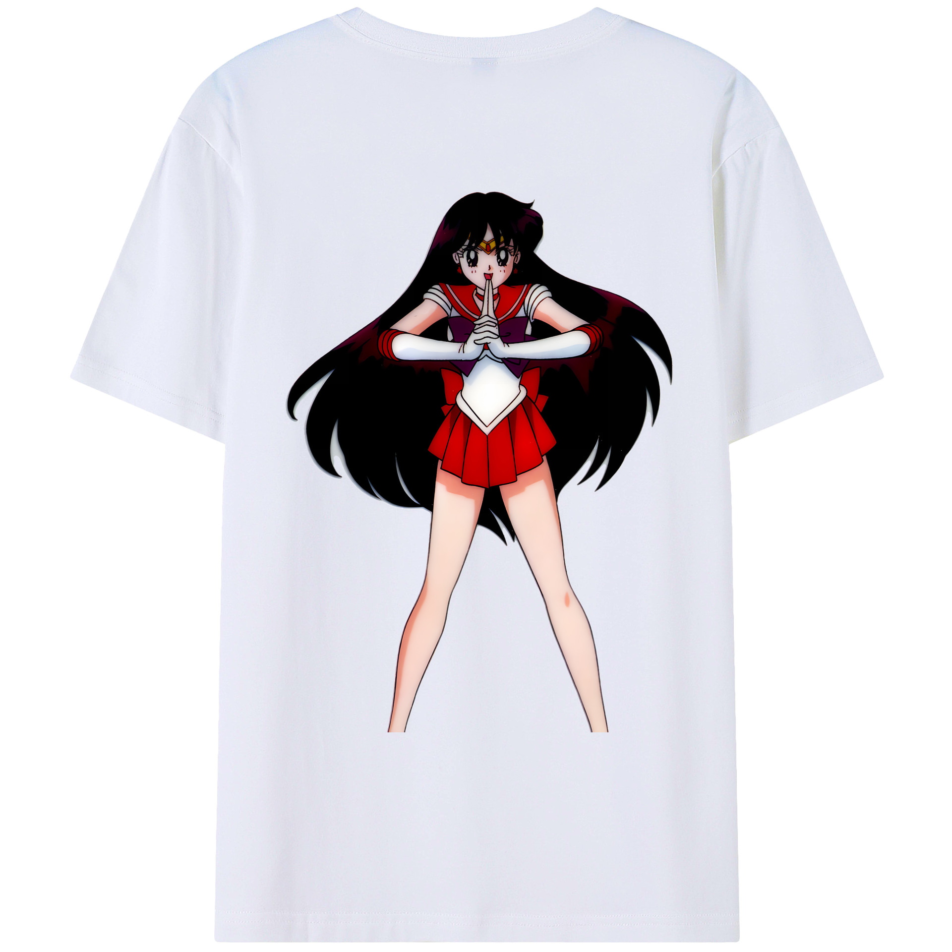 （画像用） 美少女戦士セーラームーン 火野レイ ひの レイ Sailor Moon Hino Rei （セーラーマーズ,Sailor Mars） 綿100％ メンズ半袖Tシャツ（バックプリント） 通気性