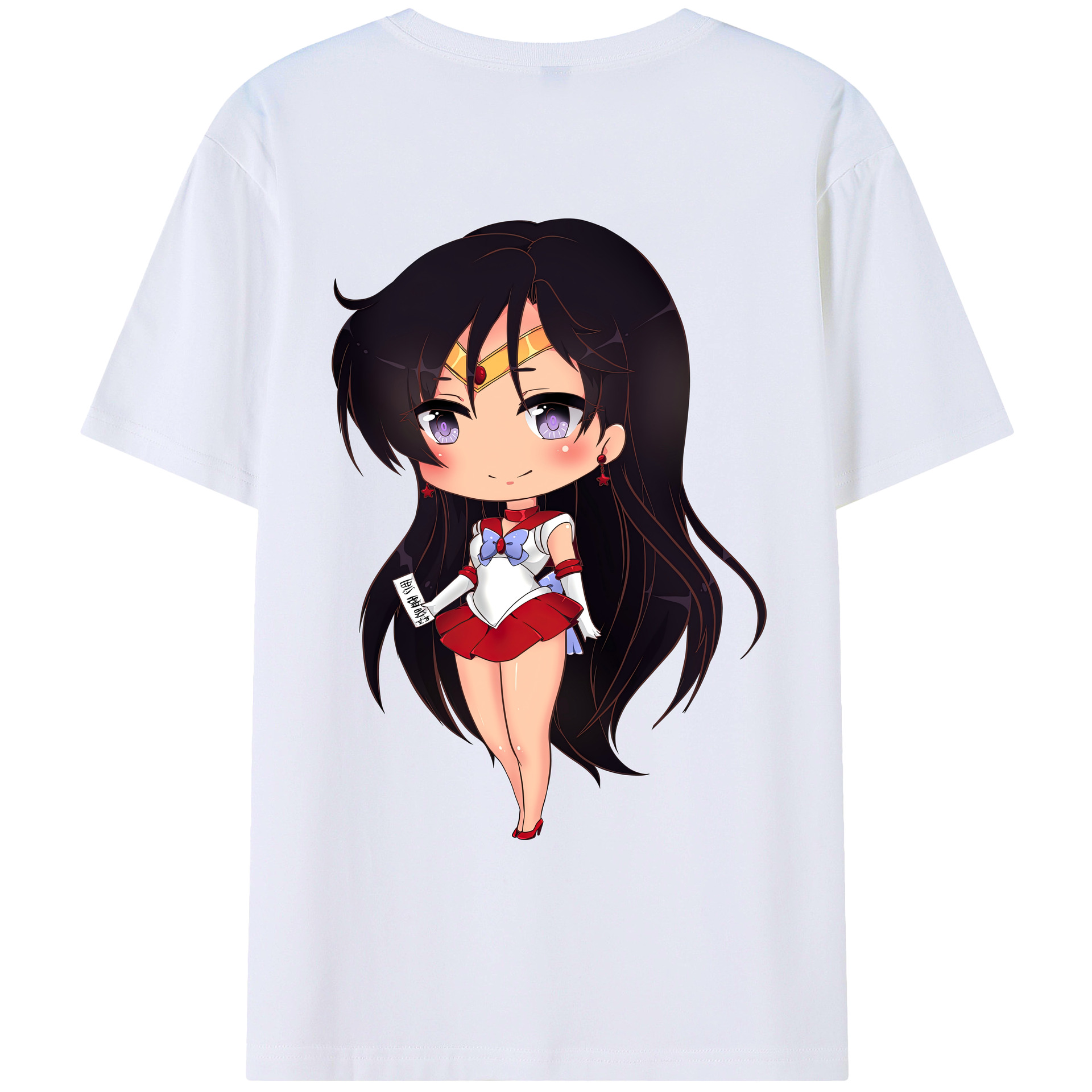 （画像用） 美少女戦士セーラームーン 火野レイ ひの レイ Sailor Moon Hino Rei （セーラーマーズ,Sailor Mars） 綿100％ メンズ半袖Tシャツ（バックプリント） 通気性