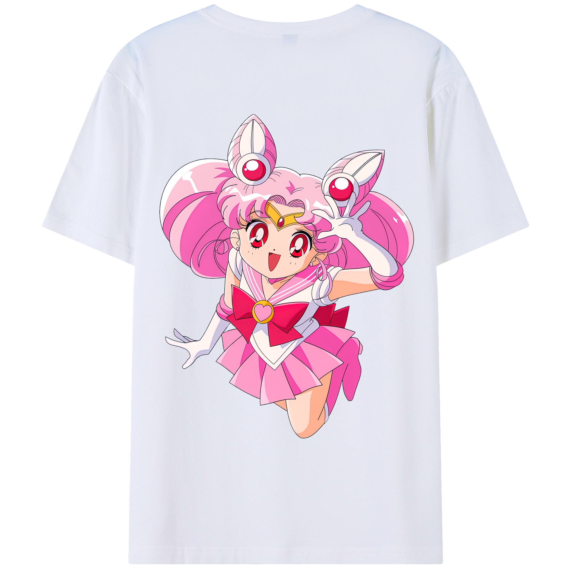 （画像用） 美少女戦士セーラームーン ちびうさ Sailor Moon Chibiusa Tsukino Usagi Small Lady Serenity 綿100％ メンズ半袖Tシャツ（バックプリント） 通気性