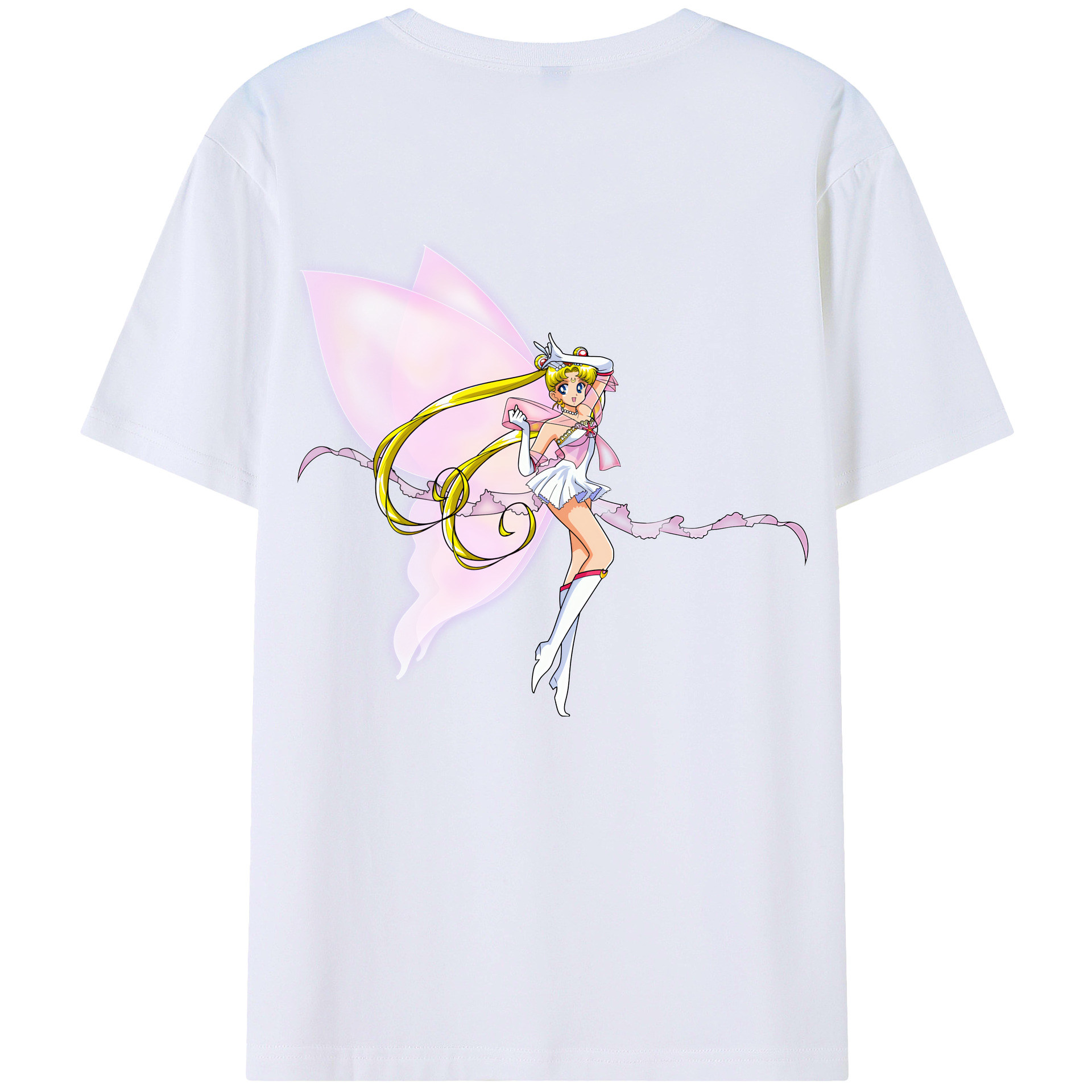 （画像用） 美少女戦士セーラームーン 月野 うさぎ つきの うさぎ Sailor Moon Tsukino Usagi 綿100％ メンズ半袖Tシャツ（バックプリント） 通気性