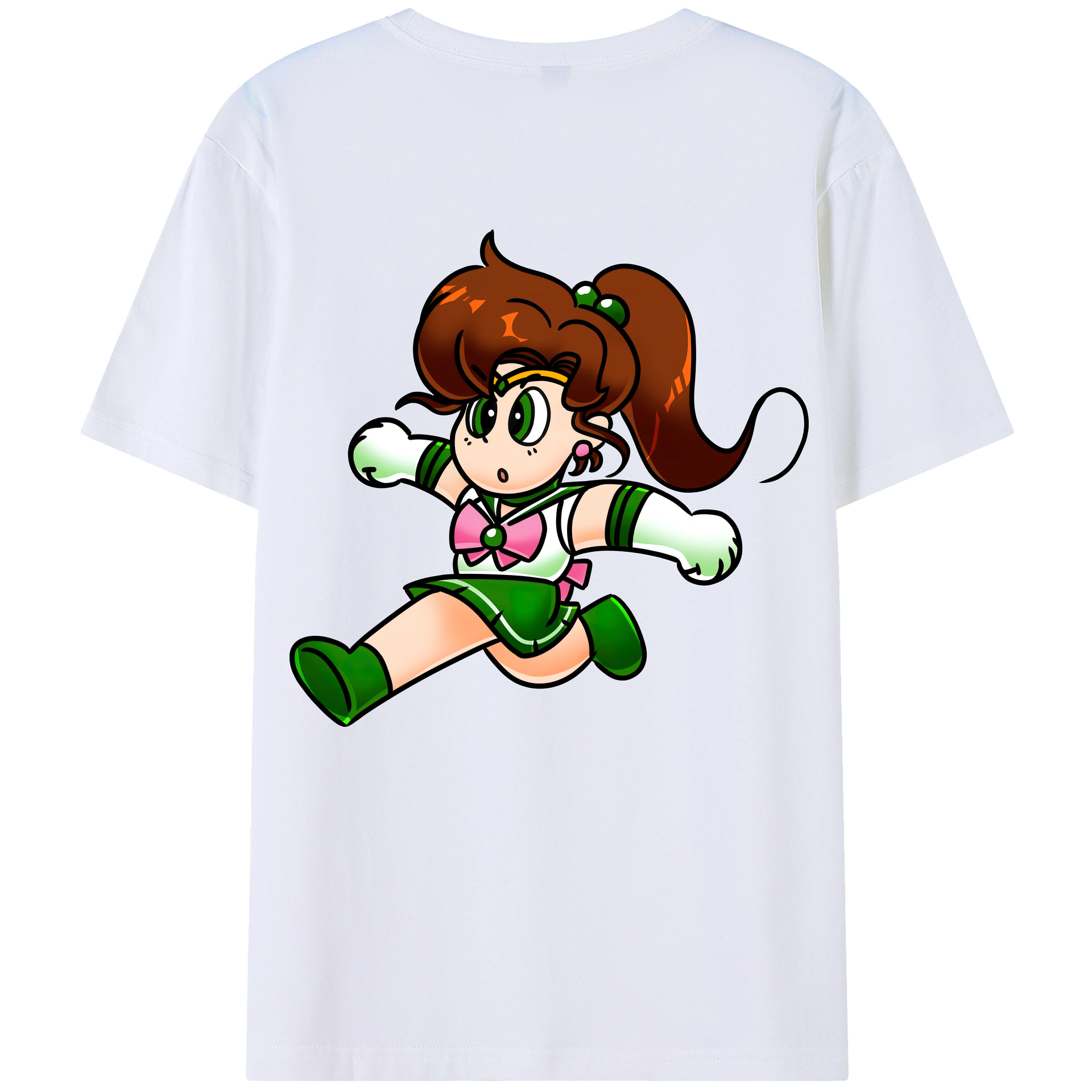 （画像用） 美少女戦士セーラームーン 木野 まこと きの まこと Sailor Moon Kino Makoto （セーラージュピター；Sailor Jupiter） 綿100％ メンズ半袖Tシャツ（バックプリント） 通気性