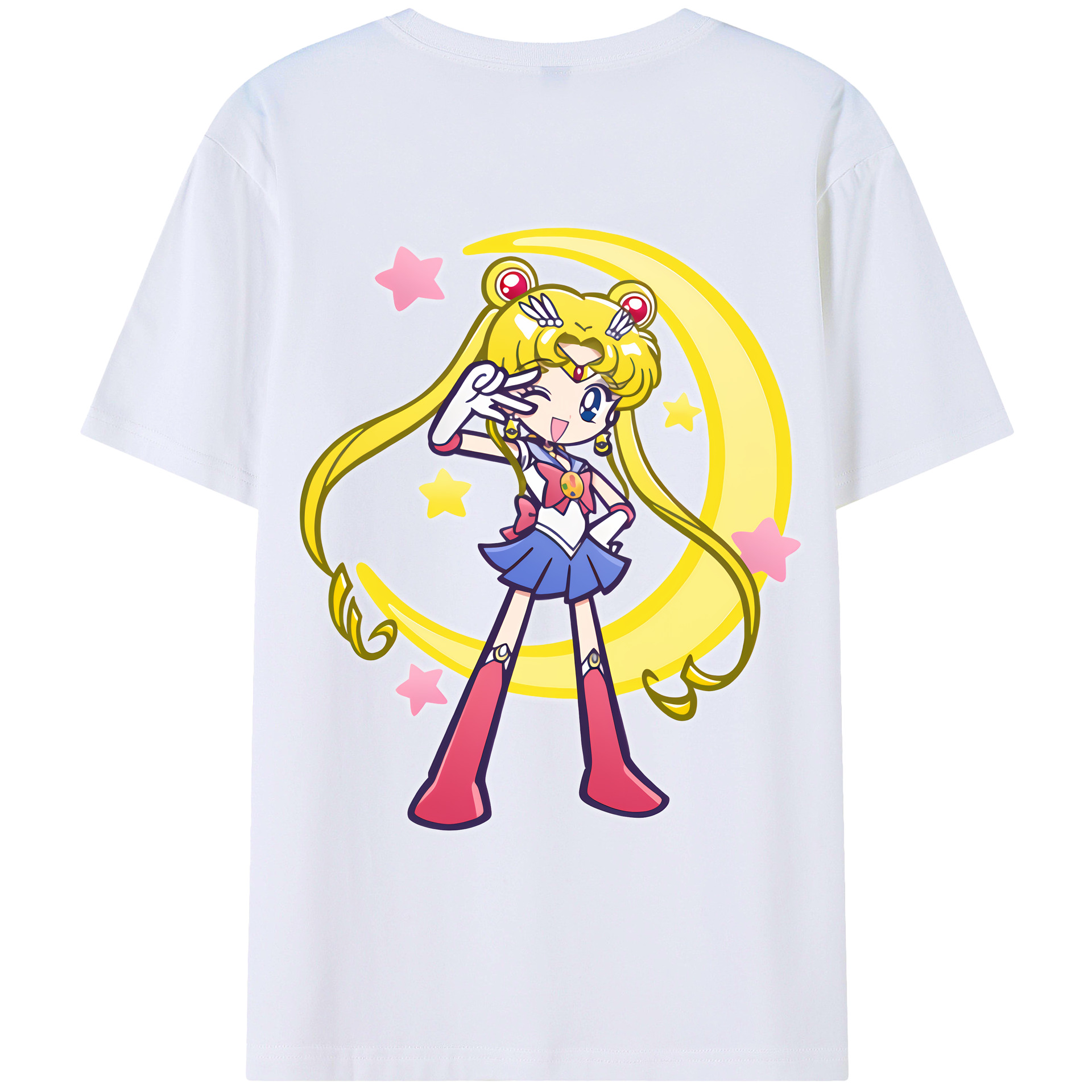 （画像用） 美少女戦士セーラームーン 月野 うさぎ つきの うさぎ Sailor Moon Tsukino Usagi 綿100％ メンズ半袖Tシャツ（バックプリント） 通気性