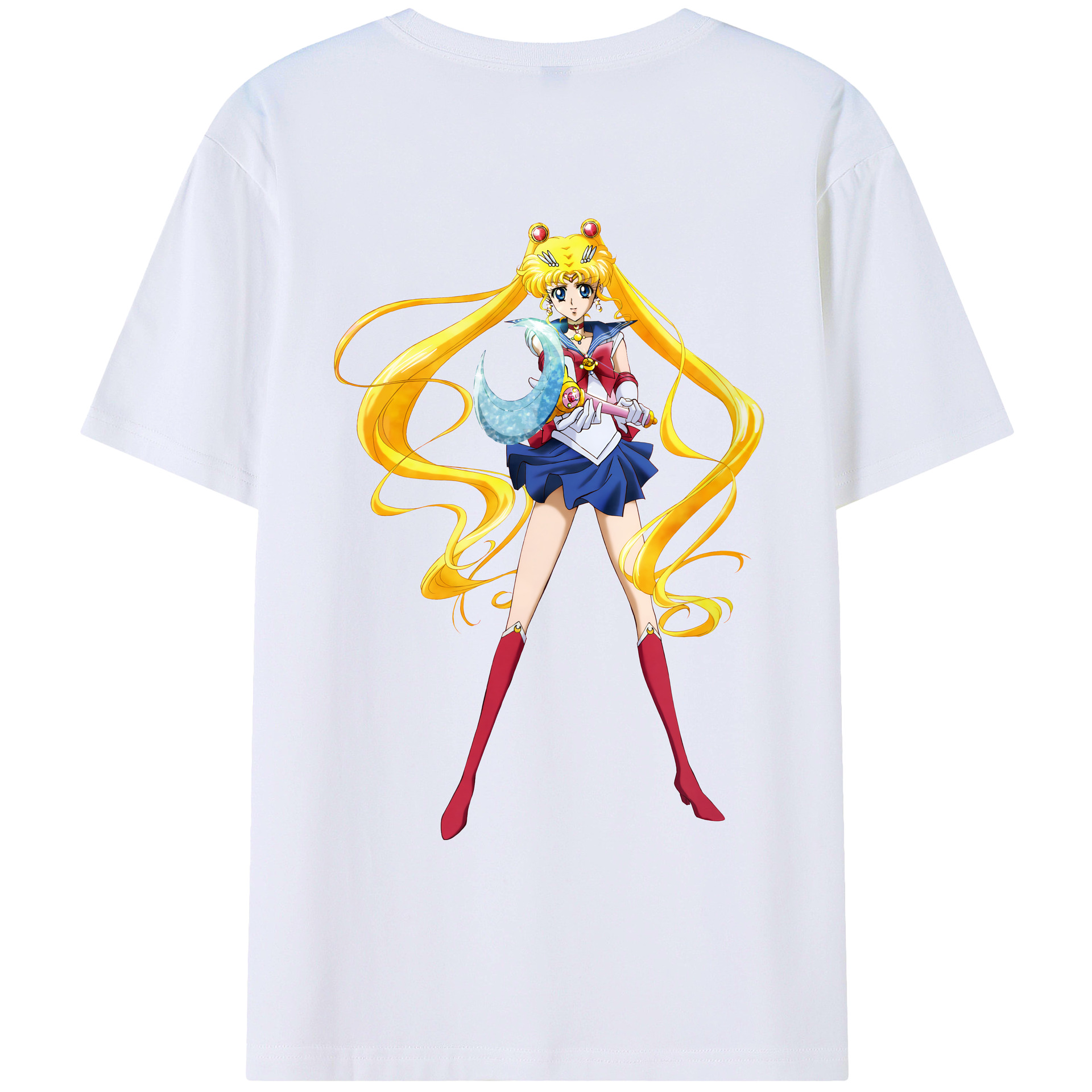 （画像用） 美少女戦士セーラームーン 月野 うさぎ つきの うさぎ Sailor Moon Tsukino Usagi 綿100％ メンズ半袖Tシャツ（バックプリント） 通気性