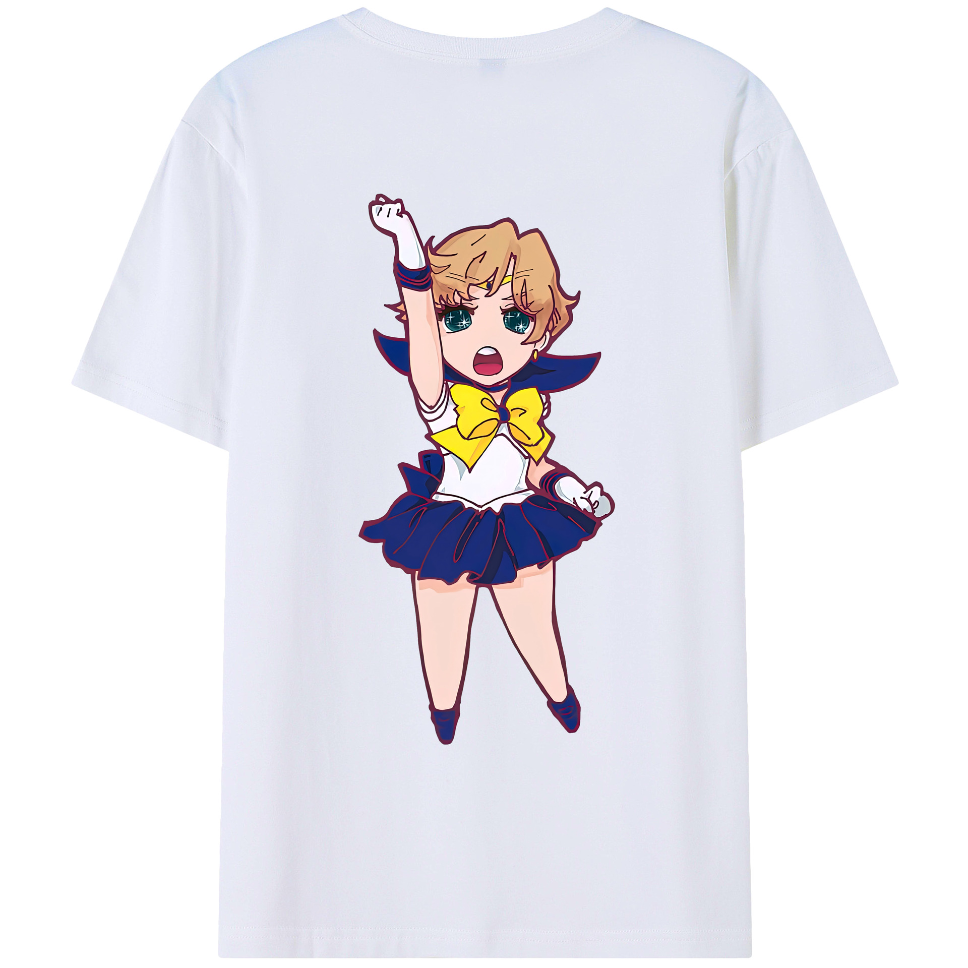 （画像用） 美少女戦士セーラームーン 天王はるか Sailor Moon Tenoh Haruka 綿100％ メンズ半袖Tシャツ（バックプリント） 通気性