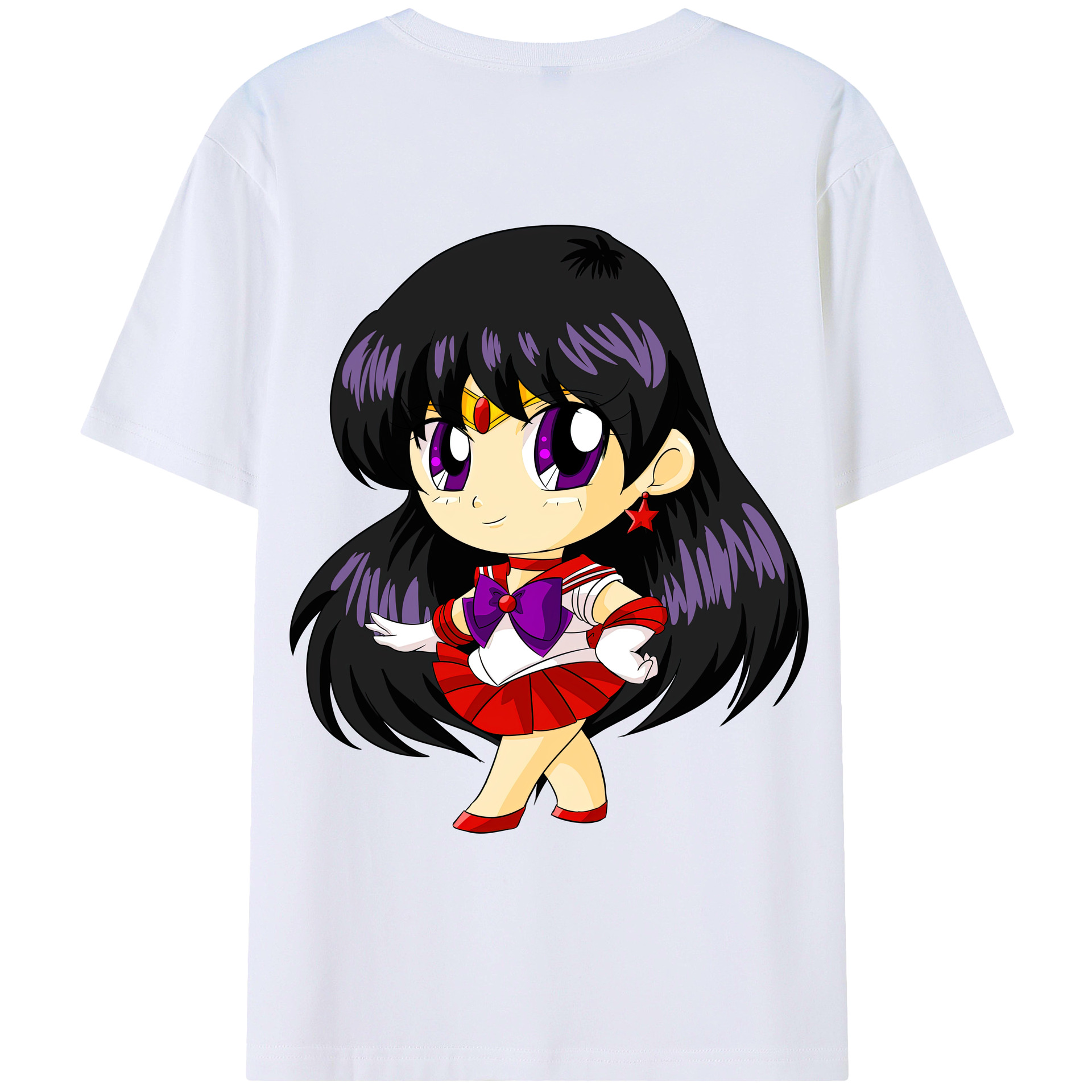 （画像用） 美少女戦士セーラームーン 火野レイ ひの レイ Sailor Moon Hino Rei （セーラーマーズ,Sailor Mars） 綿100％ メンズ半袖Tシャツ（バックプリント） 通気性
