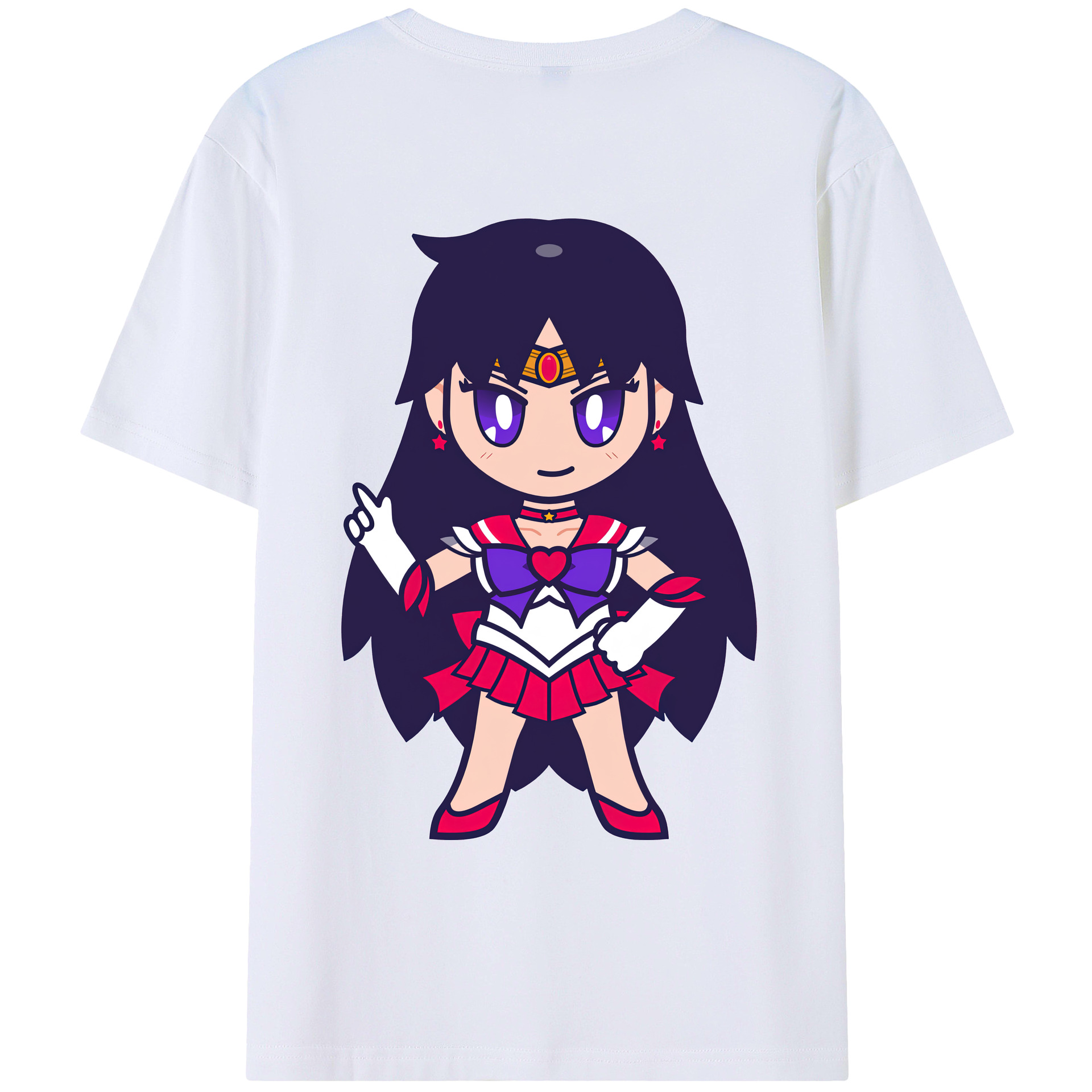 （画像用） 美少女戦士セーラームーン 火野レイ ひの レイ Sailor Moon Hino Rei （セーラーマーズ,Sailor Mars） 綿100％ メンズ半袖Tシャツ（バックプリント） 通気性