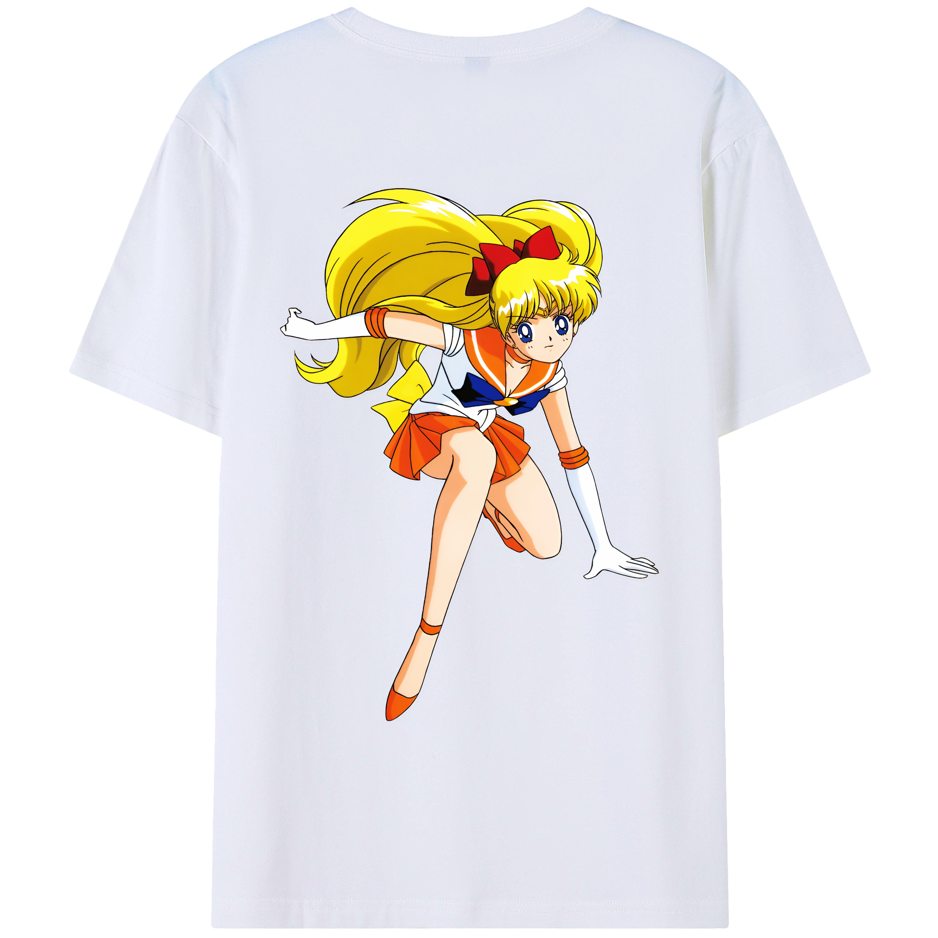 （画像用） 美少女戦士セーラームーン 愛野 美奈子 あいの みなこ Sailor Moon Aino Minako 綿100％ メンズ半袖Tシャツ（バックプリント） 通気性