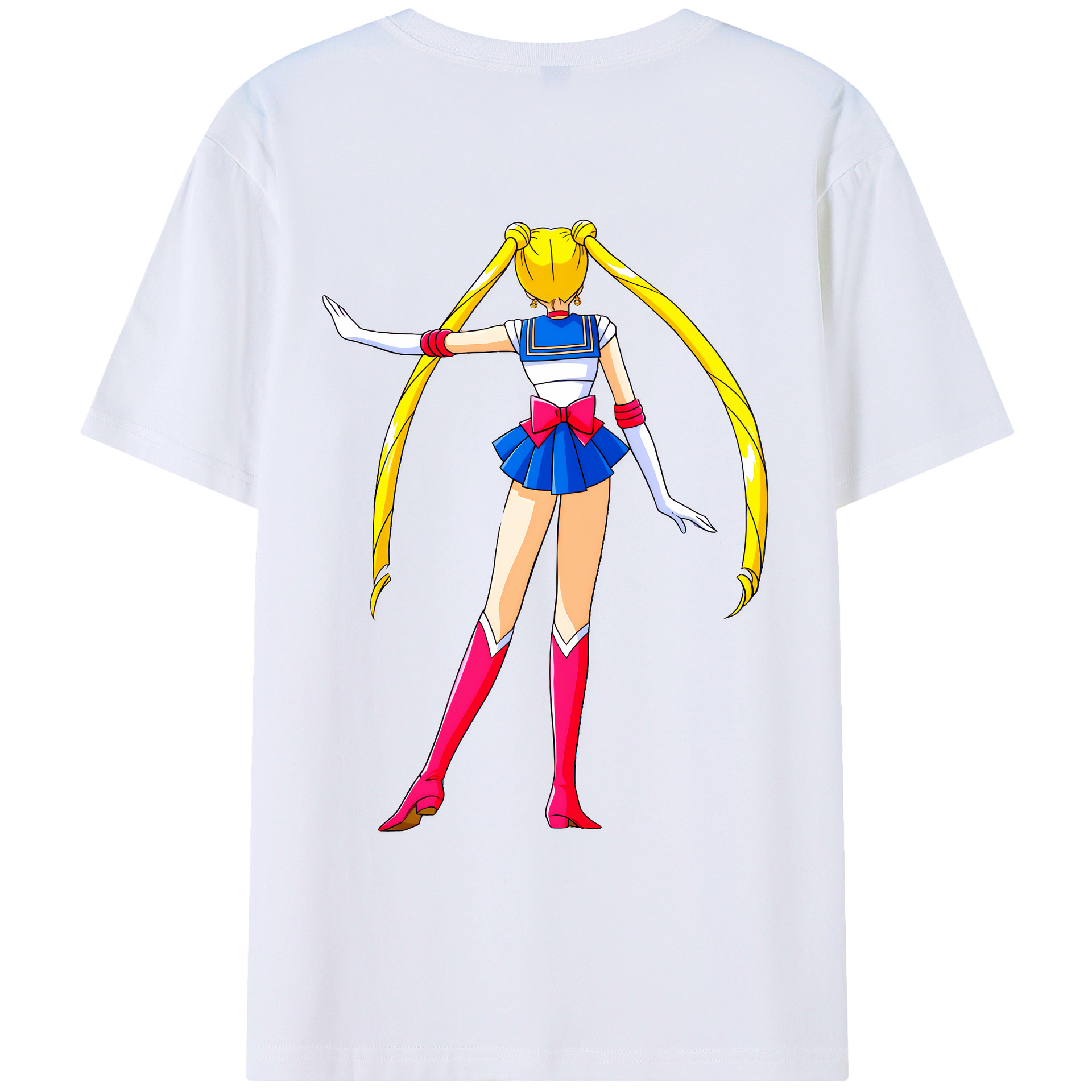 （画像用） 美少女戦士セーラームーン 月野 うさぎ つきの うさぎ Sailor Moon Tsukino Usagi 綿100％ メンズ半袖Tシャツ（バックプリント） 通気性