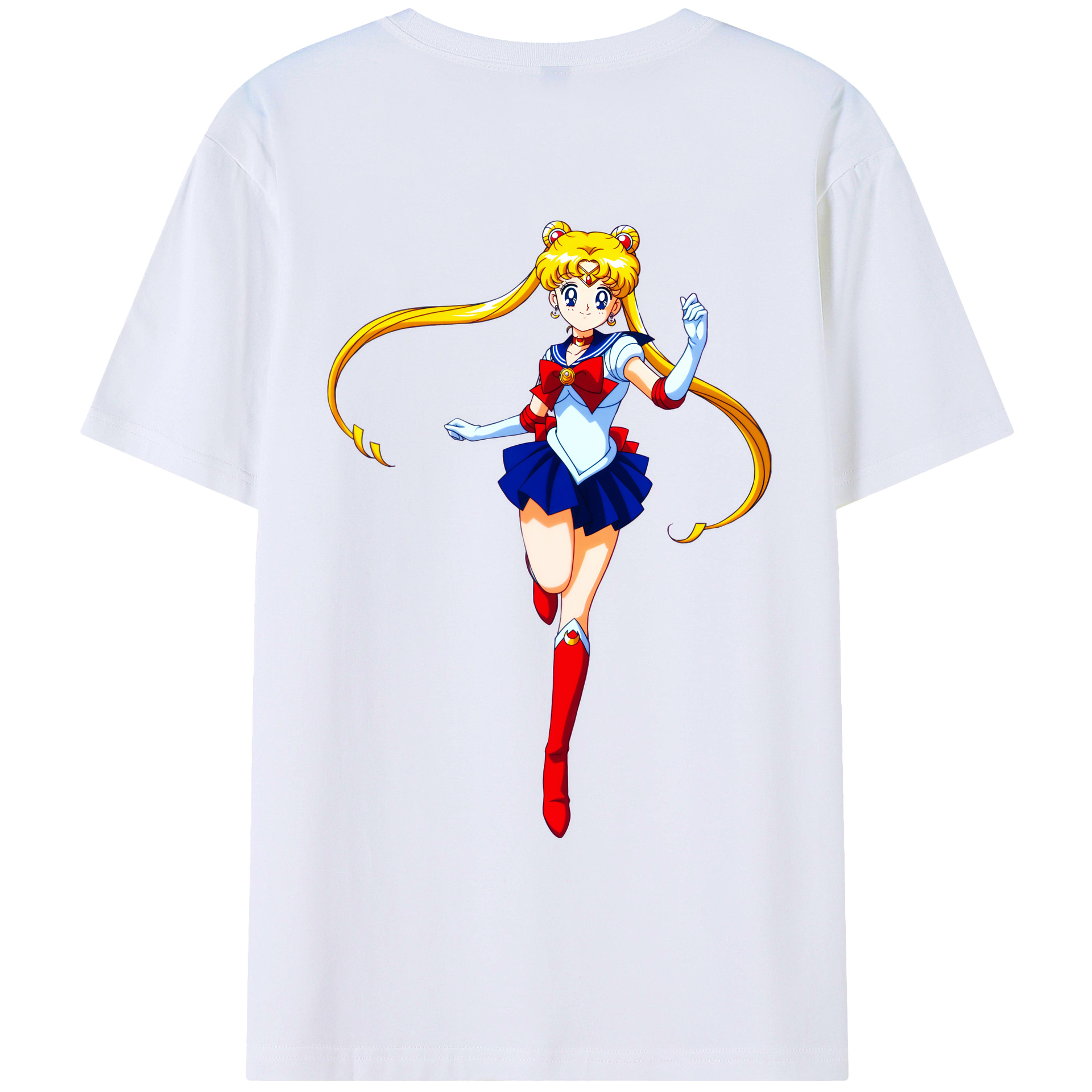 （画像用） 美少女戦士セーラームーン 月野 うさぎ つきの うさぎ Sailor Moon Tsukino Usagi 綿100％ メンズ半袖Tシャツ（バックプリント） 通気性