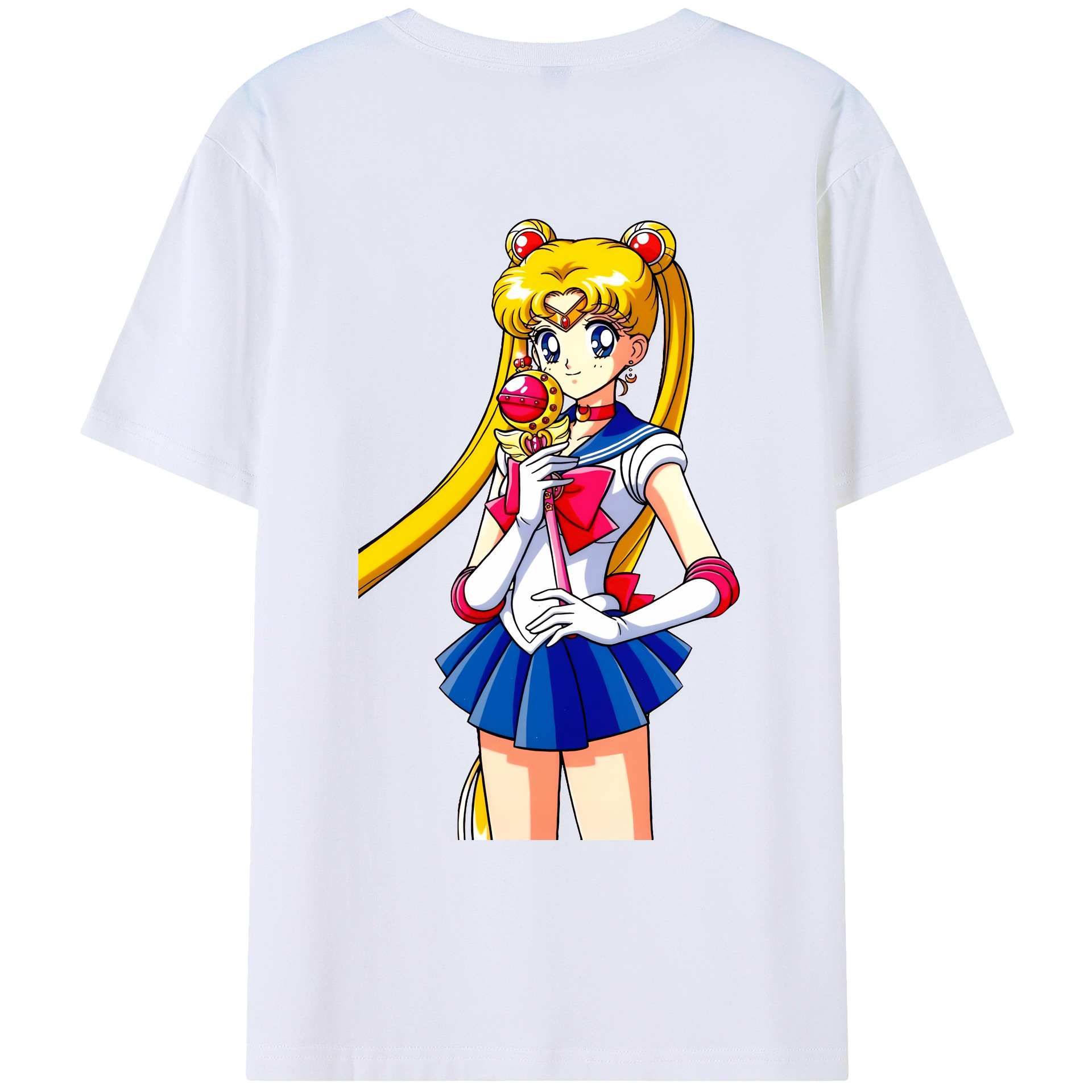 （画像用） 美少女戦士セーラームーン 月野 うさぎ つきの うさぎ Sailor Moon Tsukino Usagi 綿100％ メンズ半袖Tシャツ（バックプリント） 通気性
