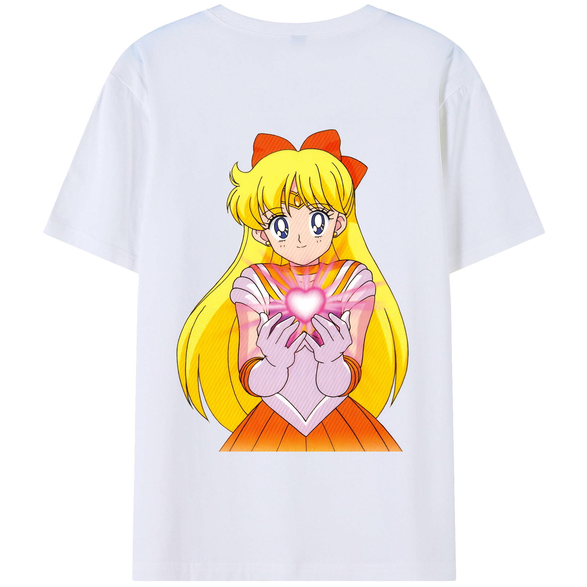 （画像用） 美少女戦士セーラームーン 愛野 美奈子 あいの みなこ Sailor Moon Aino Minako 綿100％ メンズ半袖Tシャツ（バックプリント） 通気性