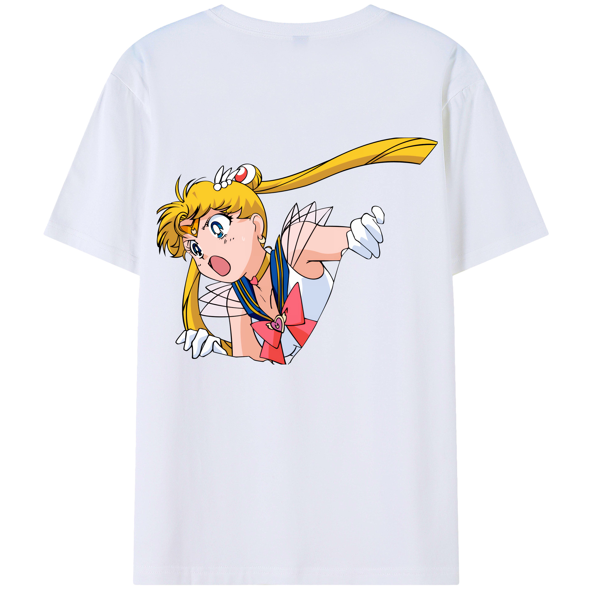 （画像用） 美少女戦士セーラームーン 月野 うさぎ つきの うさぎ Sailor Moon Tsukino Usagi 綿100％ メンズ半袖Tシャツ（バックプリント） 通気性