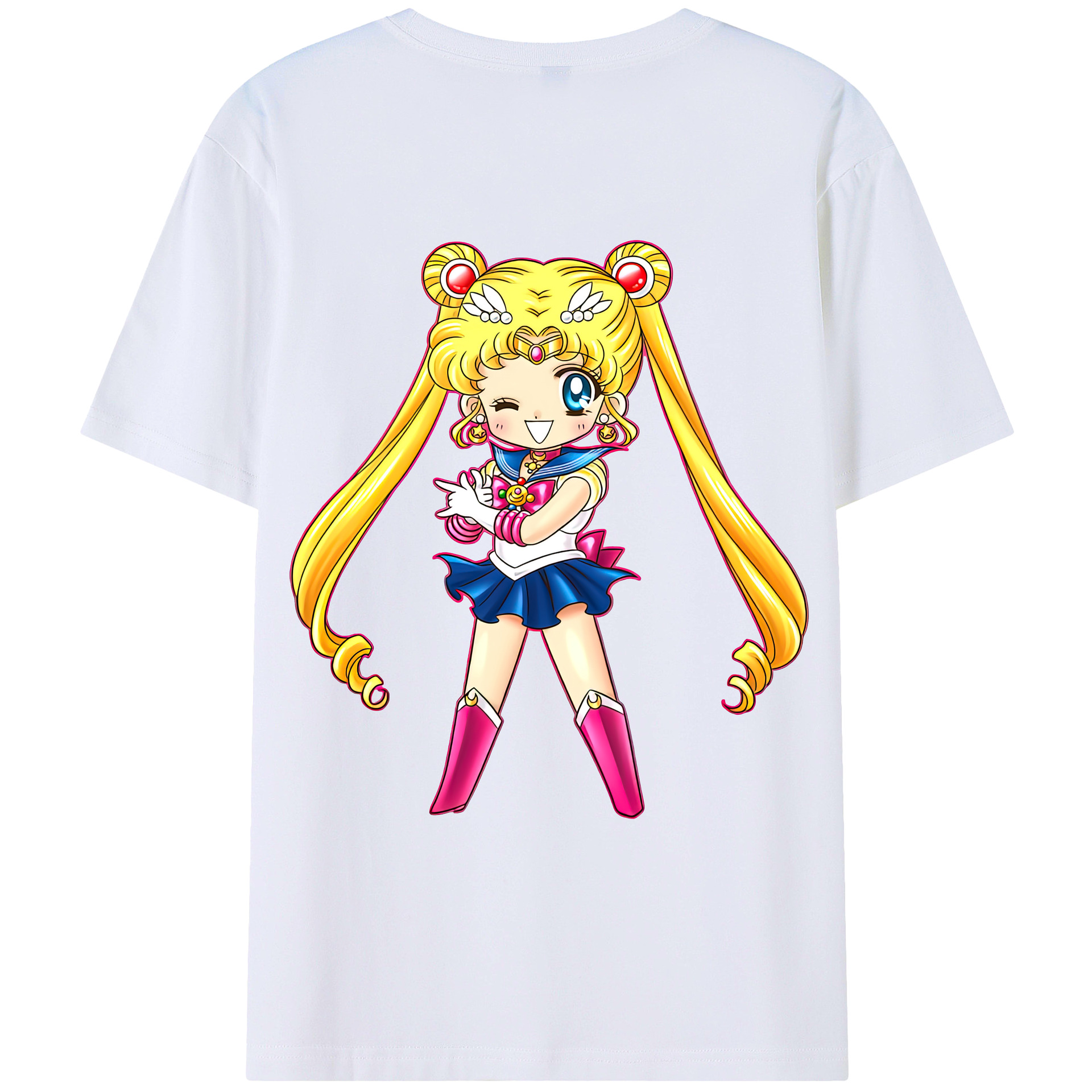 （画像用） 美少女戦士セーラームーン 月野 うさぎ つきの うさぎ Sailor Moon Tsukino Usagi 綿100％ メンズ半袖Tシャツ（バックプリント） 通気性