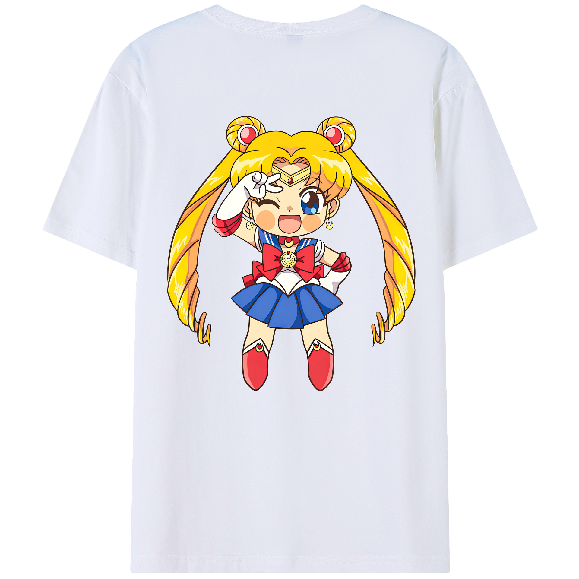 （画像用） 美少女戦士セーラームーン 月野 うさぎ つきの うさぎ Sailor Moon Tsukino Usagi 綿100％ メンズ半袖Tシャツ（バックプリント） 通気性