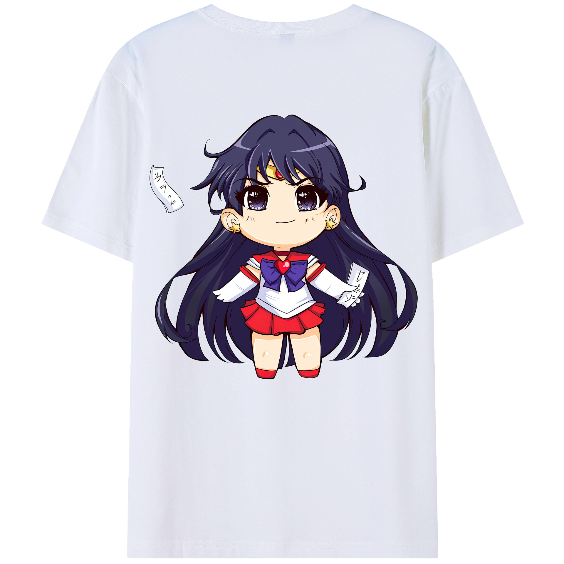 （画像用） 美少女戦士セーラームーン 火野レイ ひの レイ Sailor Moon Hino Rei （セーラーマーズ,Sailor Mars） 綿100％ メンズ半袖Tシャツ（バックプリント） 通気性