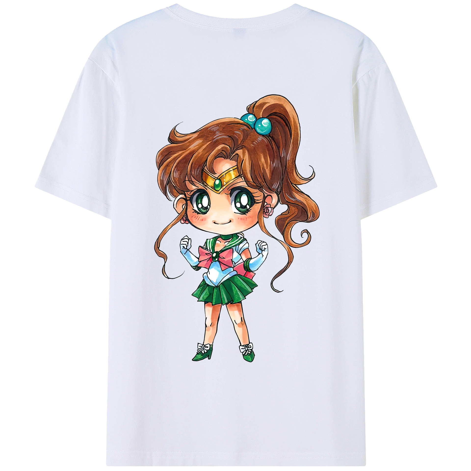 （画像用） 美少女戦士セーラームーン 木野 まこと きの まこと Sailor Moon Kino Makoto （セーラージュピター；Sailor Jupiter） 綿100％ メンズ半袖Tシャツ（バックプリント） 通気性