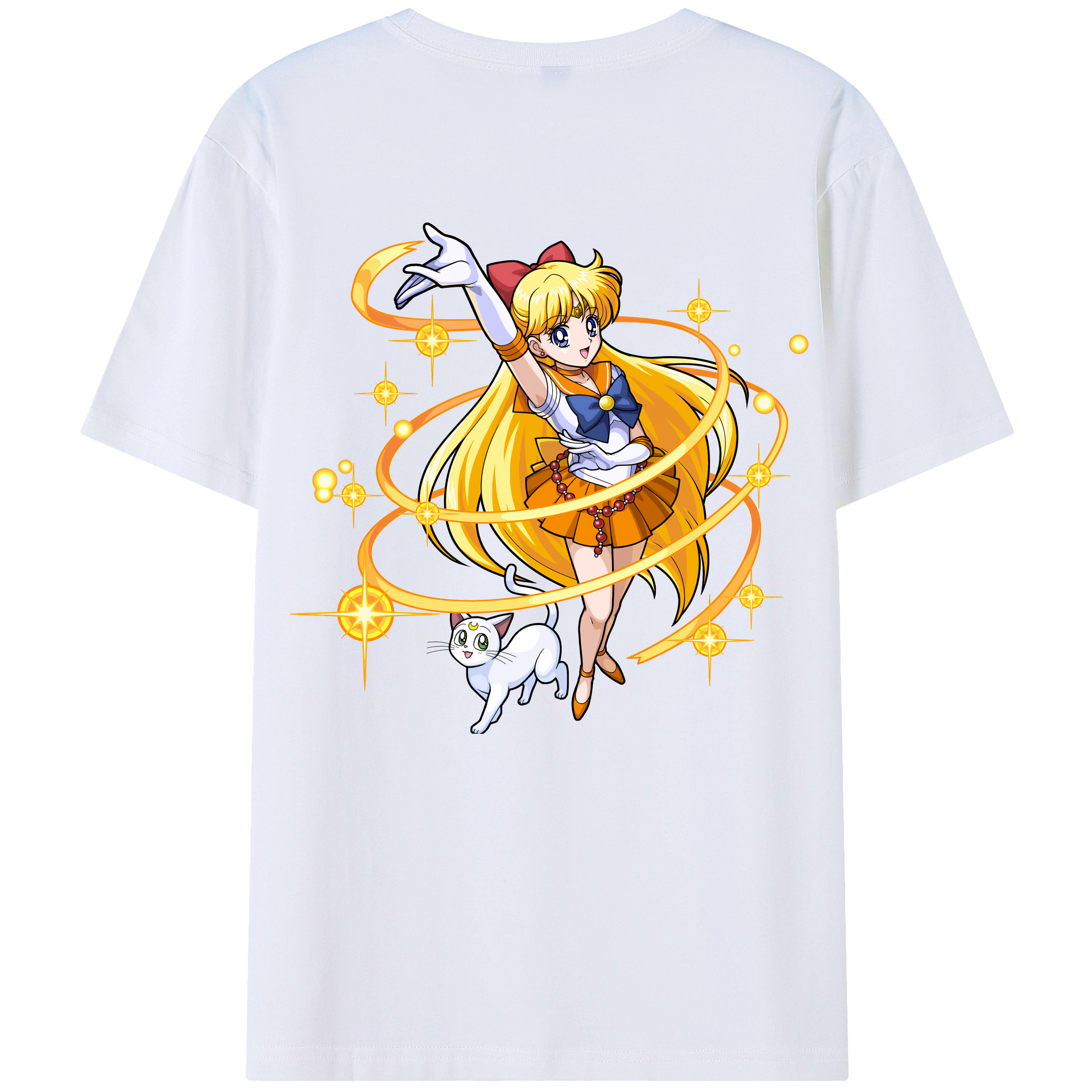 （画像用） 美少女戦士セーラームーン 愛野 美奈子 あいの みなこ Sailor Moon Aino Minako 綿100％ メンズ半袖Tシャツ（バックプリント） 通気性