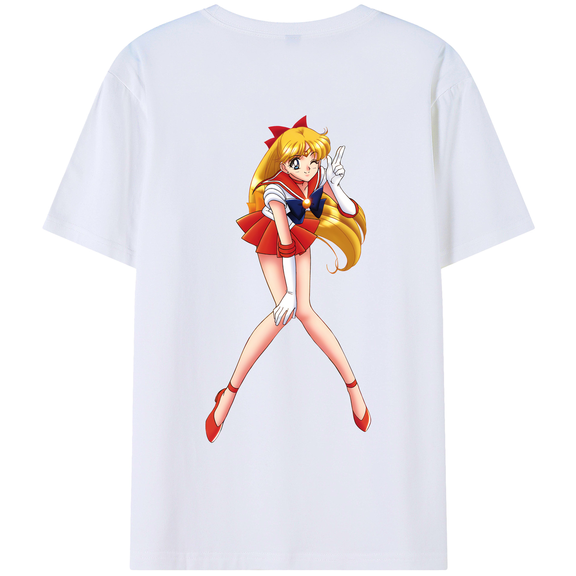（画像用） 美少女戦士セーラームーン 愛野 美奈子 あいの みなこ Sailor Moon Aino Minako 綿100％ メンズ半袖Tシャツ（バックプリント） 通気性
