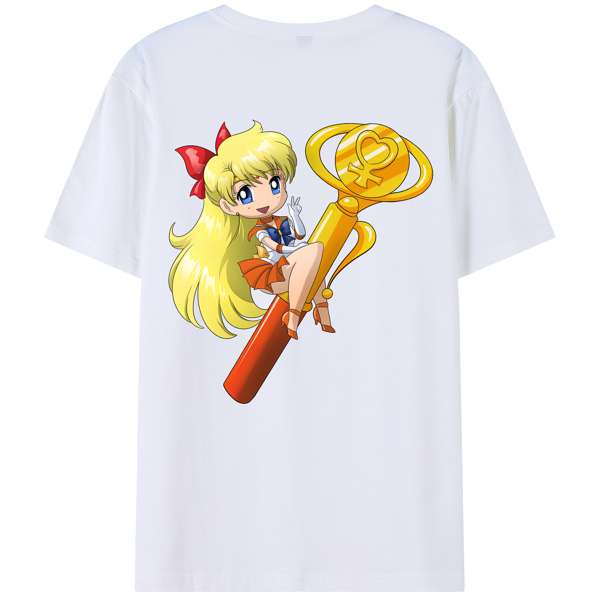 （画像用） 美少女戦士セーラームーン 愛野 美奈子 あいの みなこ Sailor Moon Aino Minako 綿100％ メンズ半袖Tシャツ（バックプリント） 通気性