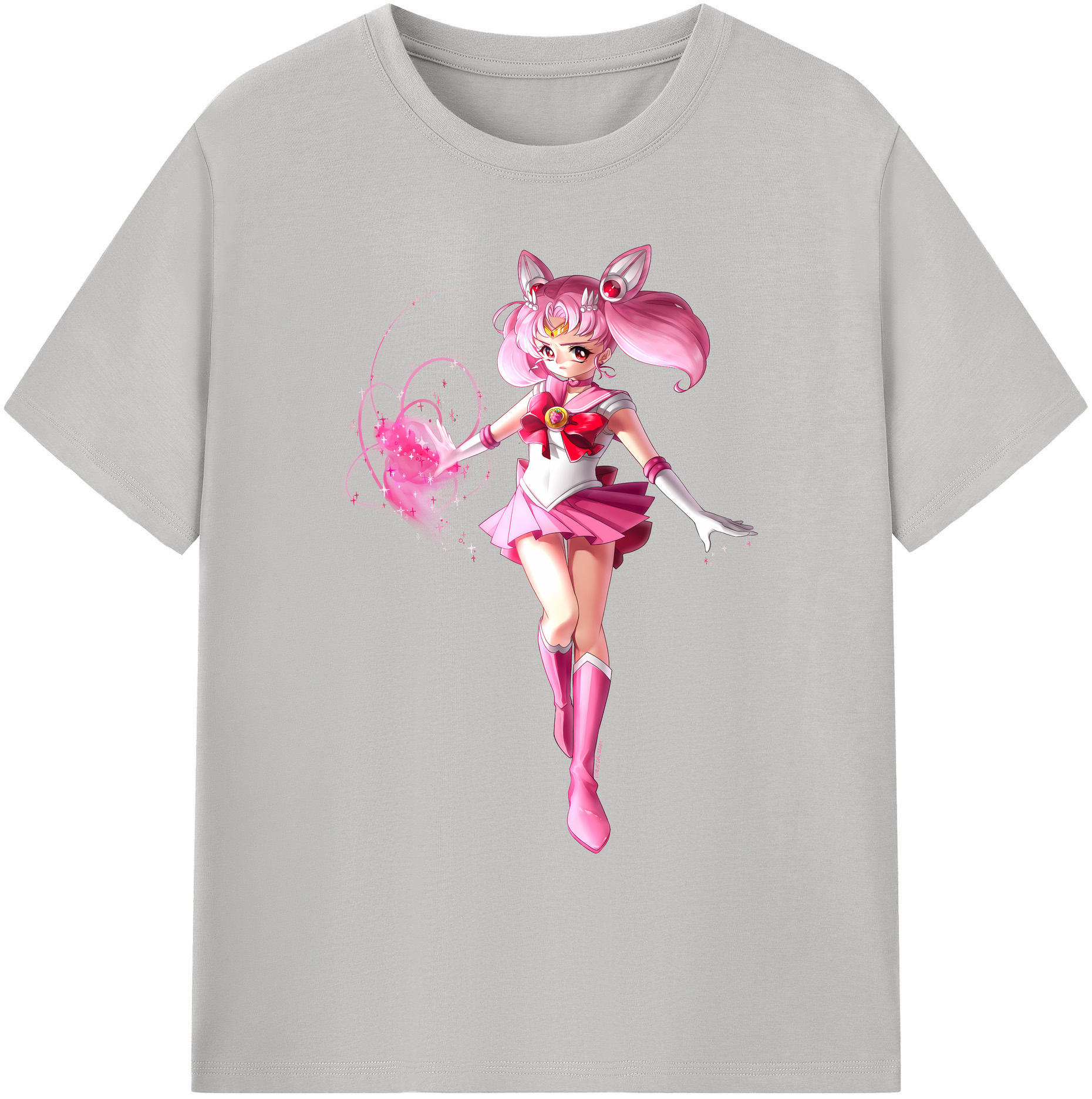 （画像用） 美少女戦士セーラームーン ちびうさ Sailor Moon Chibiusa Tsukino Usagi Small Lady Serenity 綿100％ メンズ半袖Tシャツ｜肌触りやわらか＆通気性