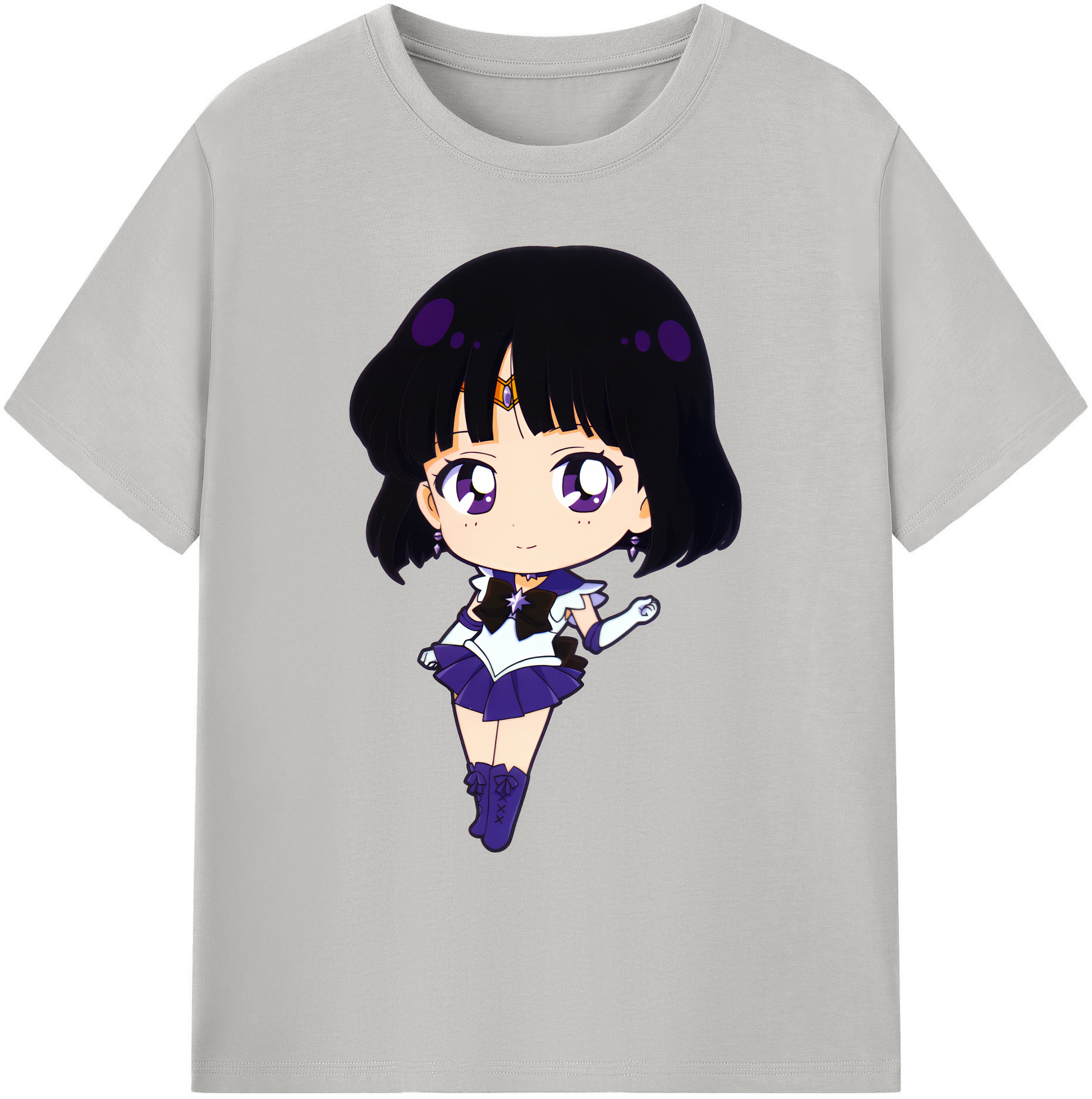 （画像用） 美少女戦士セーラームーン 土萠ほたる Sailor Moon Tomoe Hotaru （セーラーサターン；Sailor Saturn） 綿100％ メンズ半袖Tシャツ｜肌触りやわらか＆通気性