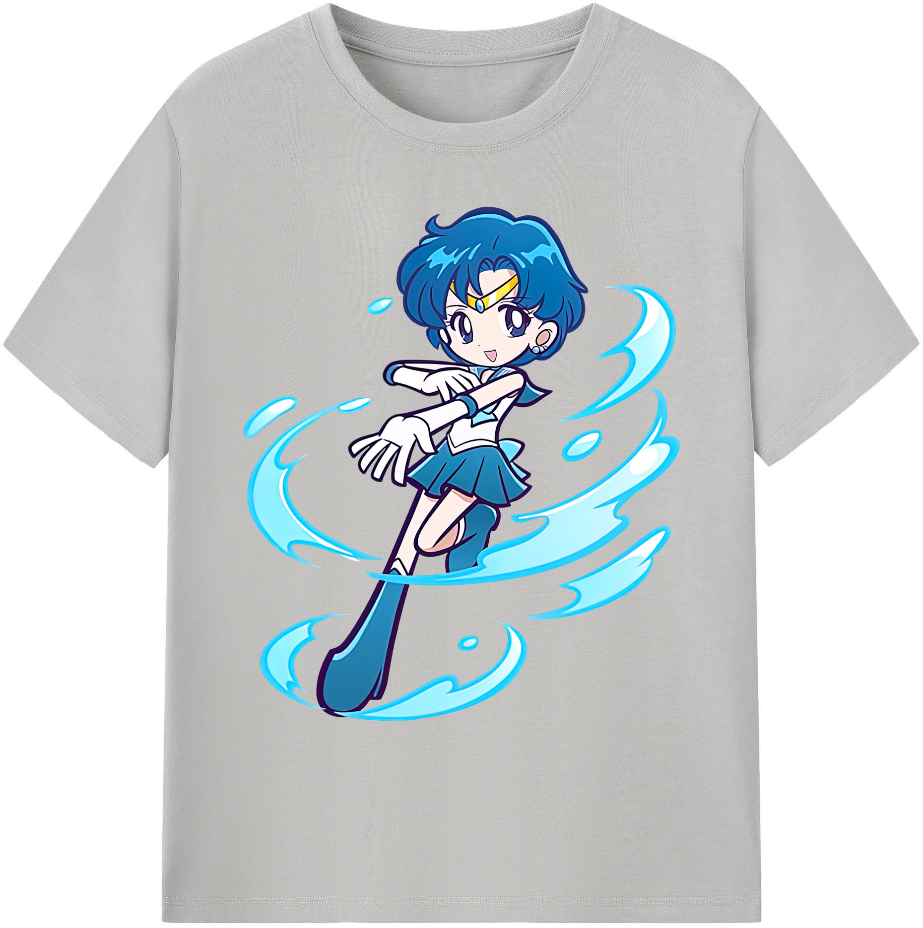（画像用） 美少女戦士セーラームーン 水野 亜美 みずの あみ Sailor Moon Mizuno Ami 綿100％ メンズ半袖Tシャツ｜肌触りやわらか＆通気性
