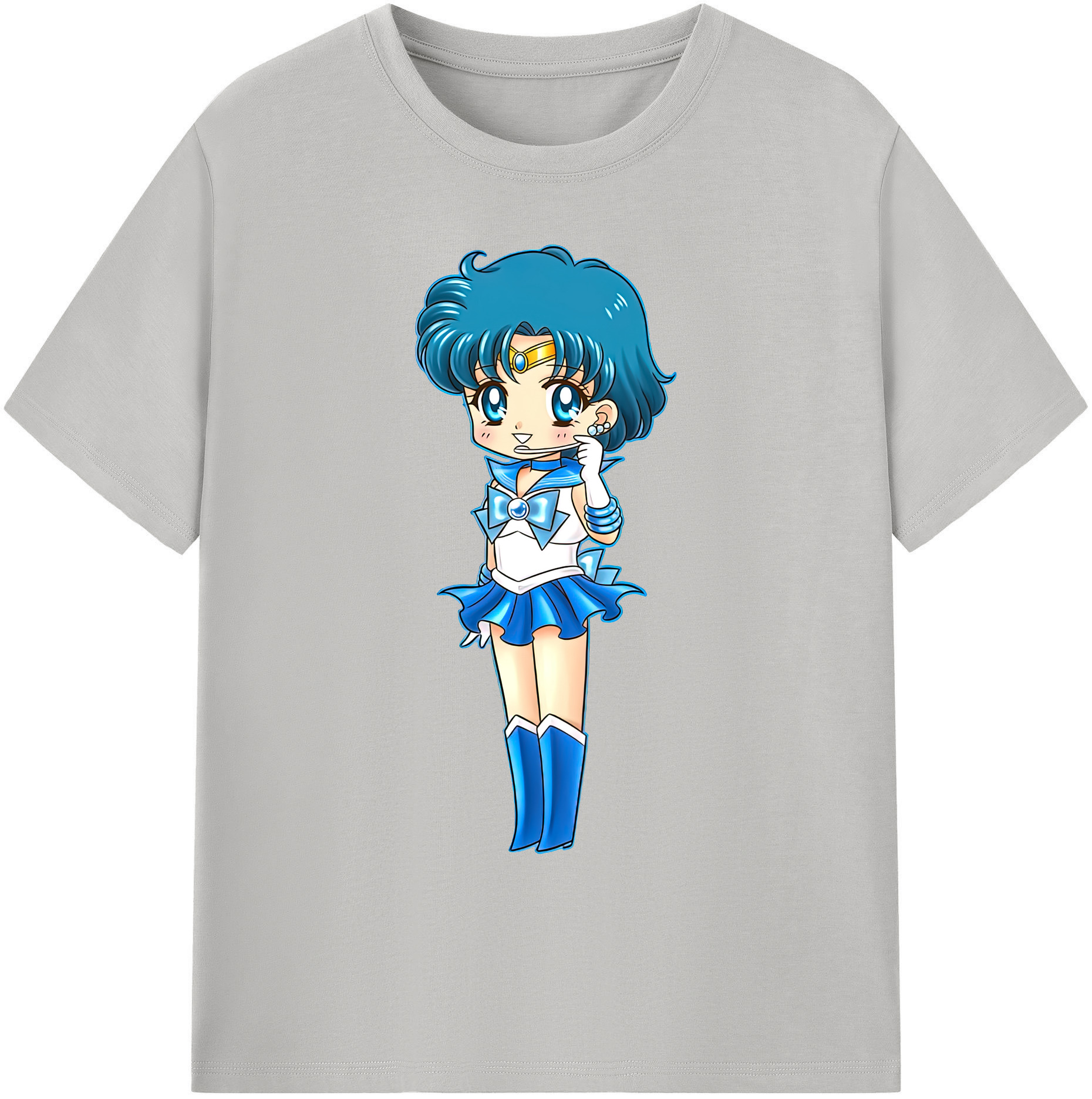（画像用） 美少女戦士セーラームーン 水野 亜美 みずの あみ Sailor Moon Mizuno Ami 綿100％ メンズ半袖Tシャツ｜肌触りやわらか＆通気性