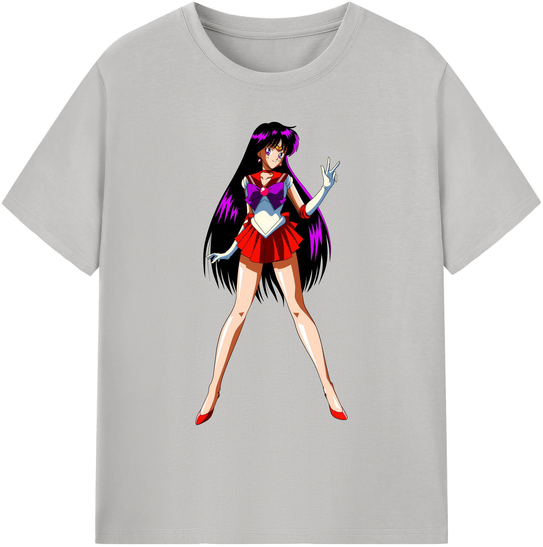 （画像用） 美少女戦士セーラームーン 火野レイ ひの レイ Sailor Moon Hino Rei （セーラーマーズ,Sailor Mars） 綿100％ メンズ半袖Tシャツ｜肌触りやわらか＆通気性