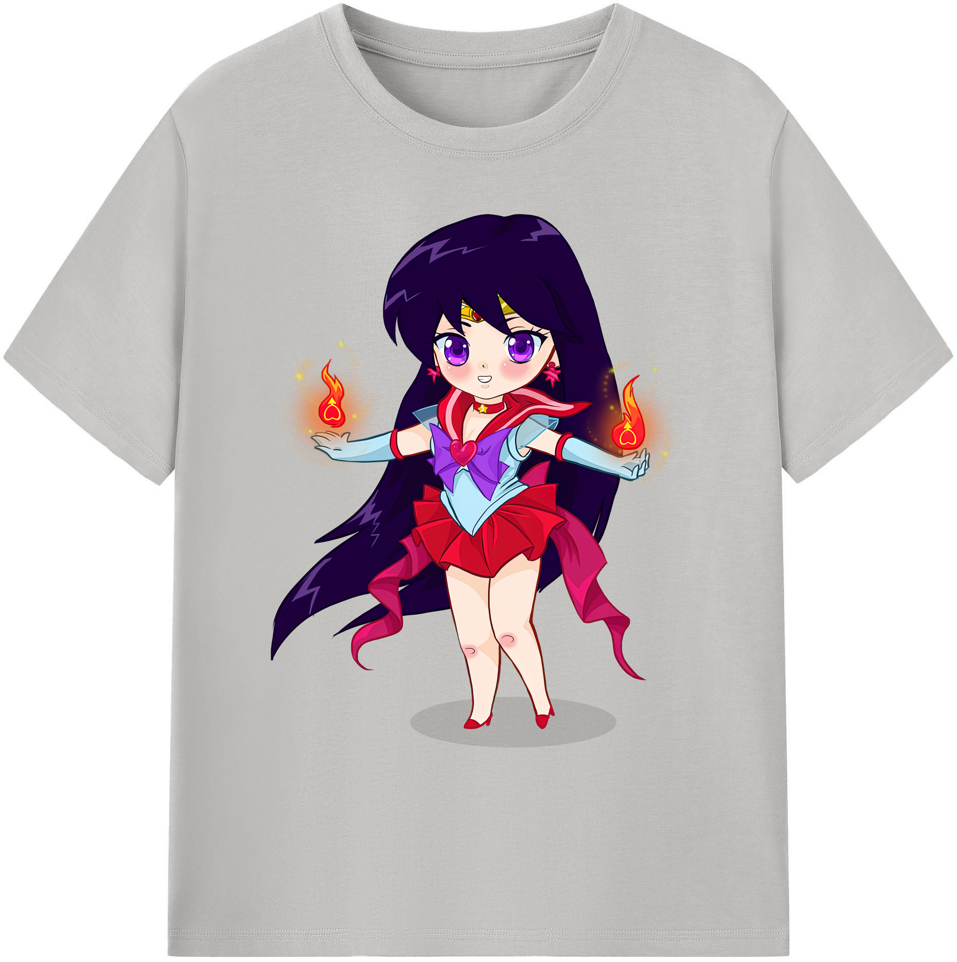 （画像用） 美少女戦士セーラームーン 火野レイ ひの レイ Sailor Moon Hino Rei （セーラーマーズ,Sailor Mars） 綿100％ メンズ半袖Tシャツ｜肌触りやわらか＆通気性