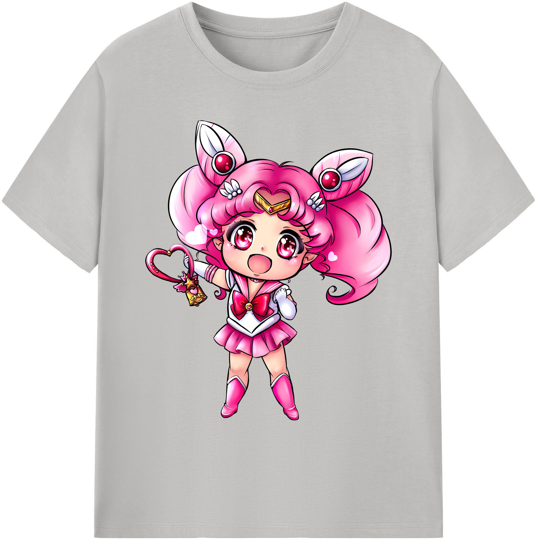 （画像用） 美少女戦士セーラームーン ちびうさ Sailor Moon Chibiusa Tsukino Usagi Small Lady Serenity 綿100％ メンズ半袖Tシャツ｜肌触りやわらか＆通気性