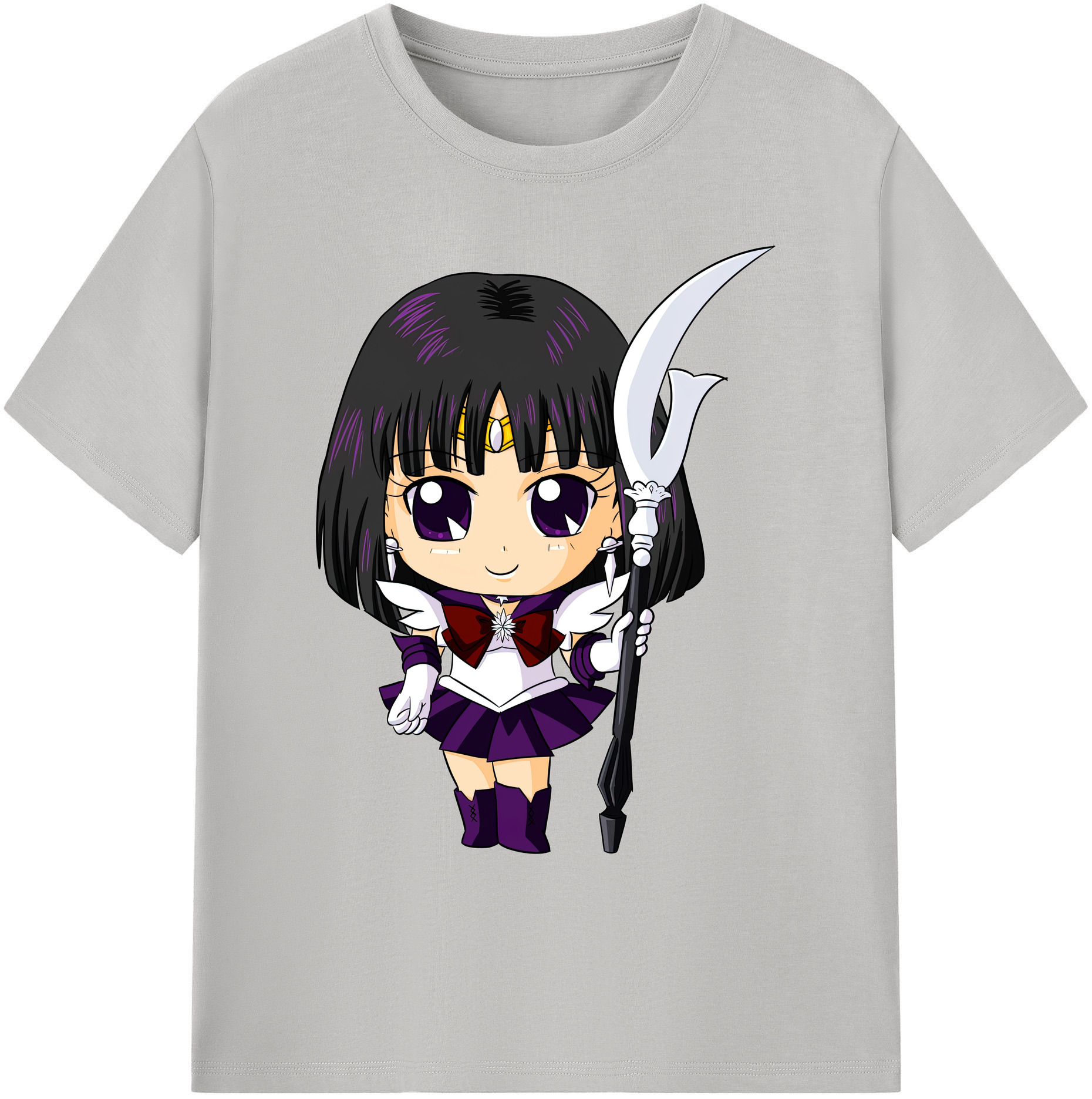 （画像用） 美少女戦士セーラームーン 土萠ほたる Sailor Moon Tomoe Hotaru （セーラーサターン；Sailor Saturn） 綿100％ メンズ半袖Tシャツ｜肌触りやわらか＆通気性