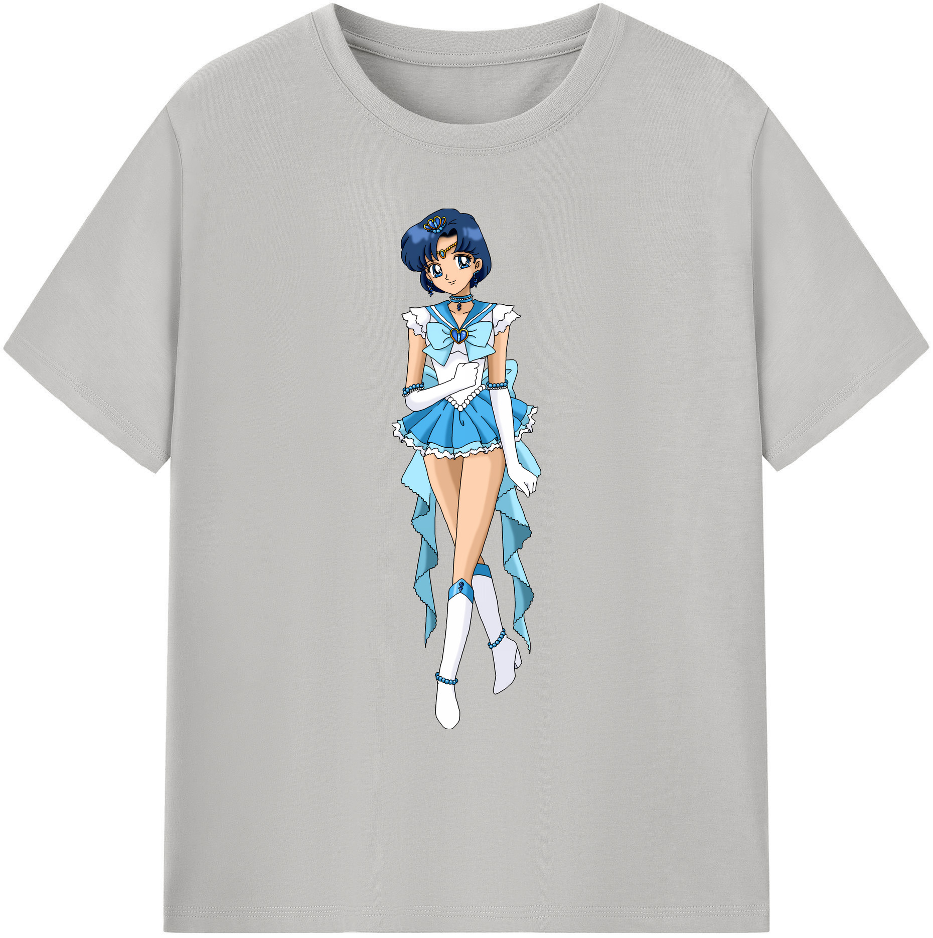 （画像用） 美少女戦士セーラームーン 水野 亜美 みずの あみ Sailor Moon Mizuno Ami 綿100％ メンズ半袖Tシャツ｜肌触りやわらか＆通気性