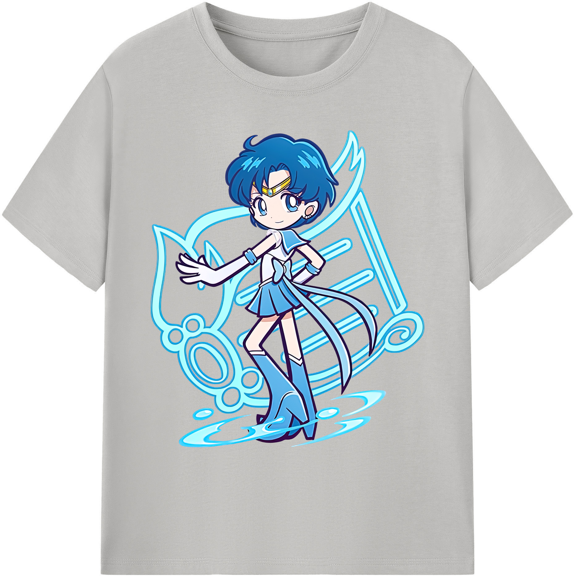 （画像用） 美少女戦士セーラームーン 水野 亜美 みずの あみ Sailor Moon Mizuno Ami 綿100％ メンズ半袖Tシャツ｜肌触りやわらか＆通気性