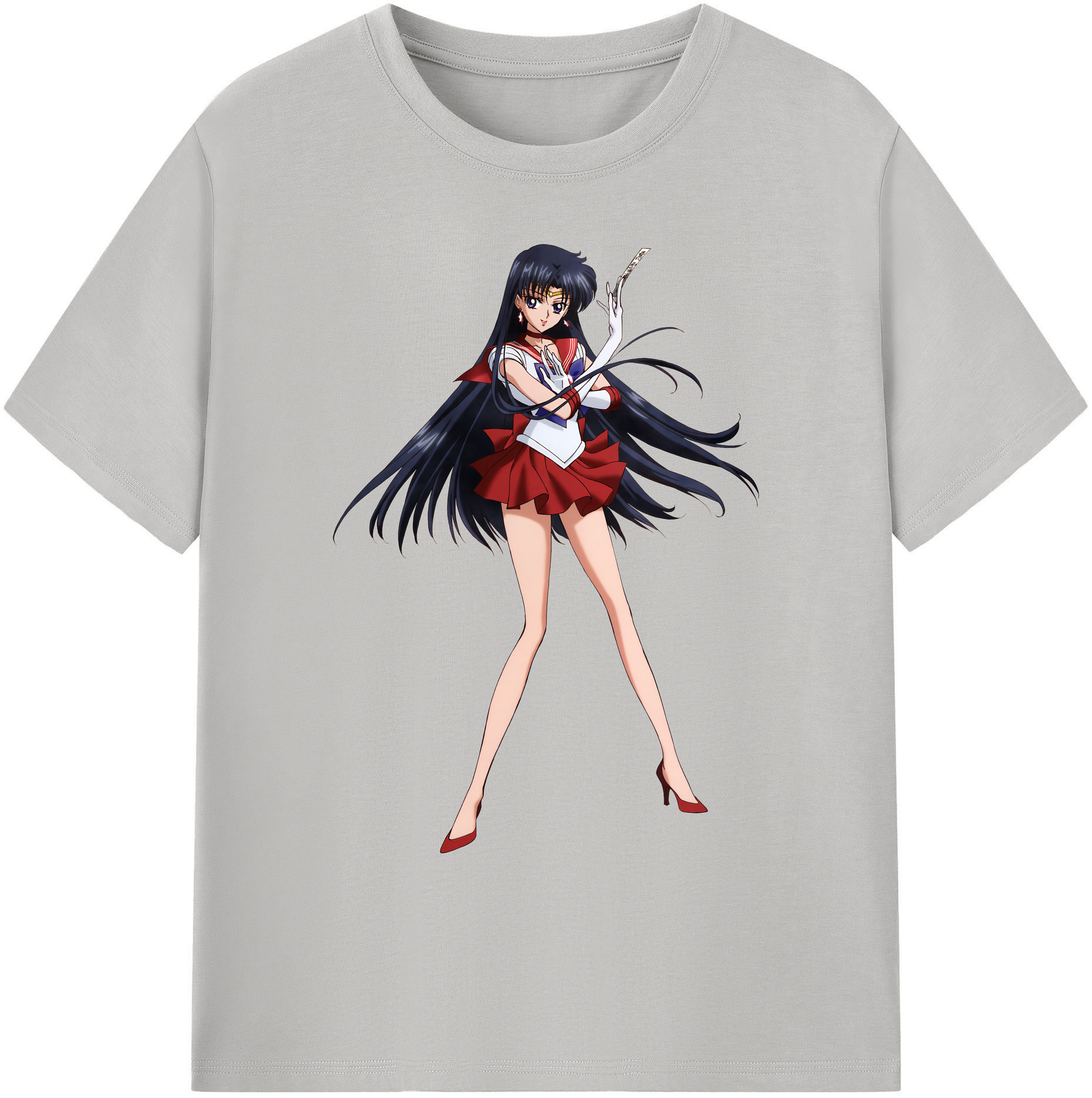 （画像用） 美少女戦士セーラームーン 火野レイ ひの レイ Sailor Moon Hino Rei （セーラーマーズ,Sailor Mars） 綿100％ メンズ半袖Tシャツ｜肌触りやわらか＆通気性