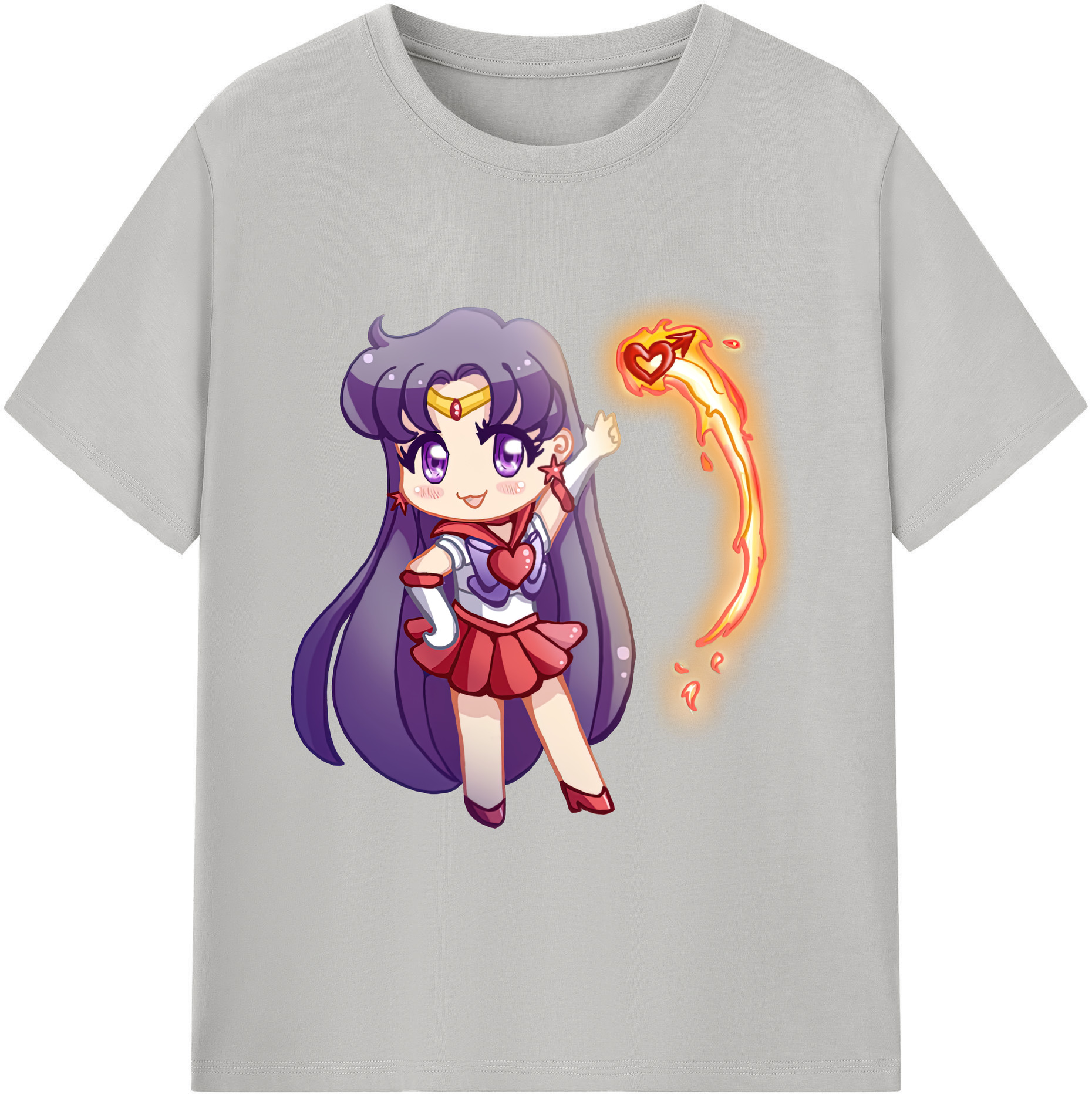 （画像用） 美少女戦士セーラームーン 火野レイ ひの レイ Sailor Moon Hino Rei （セーラーマーズ,Sailor Mars） 綿100％ メンズ半袖Tシャツ｜肌触りやわらか＆通気性