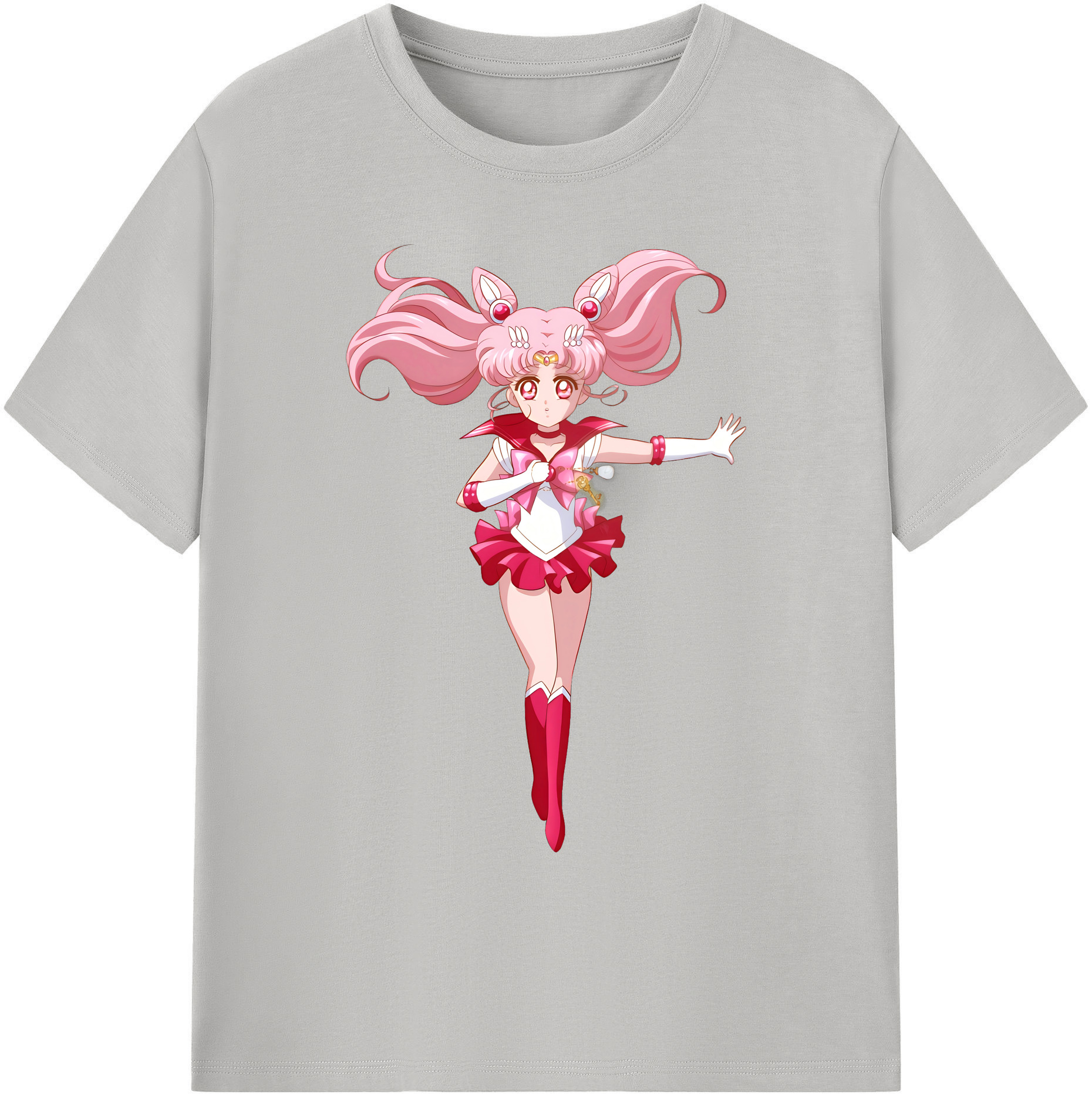 （画像用） 美少女戦士セーラームーン ちびうさ Sailor Moon Chibiusa Tsukino Usagi Small Lady Serenity 綿100％ メンズ半袖Tシャツ｜肌触りやわらか＆通気性