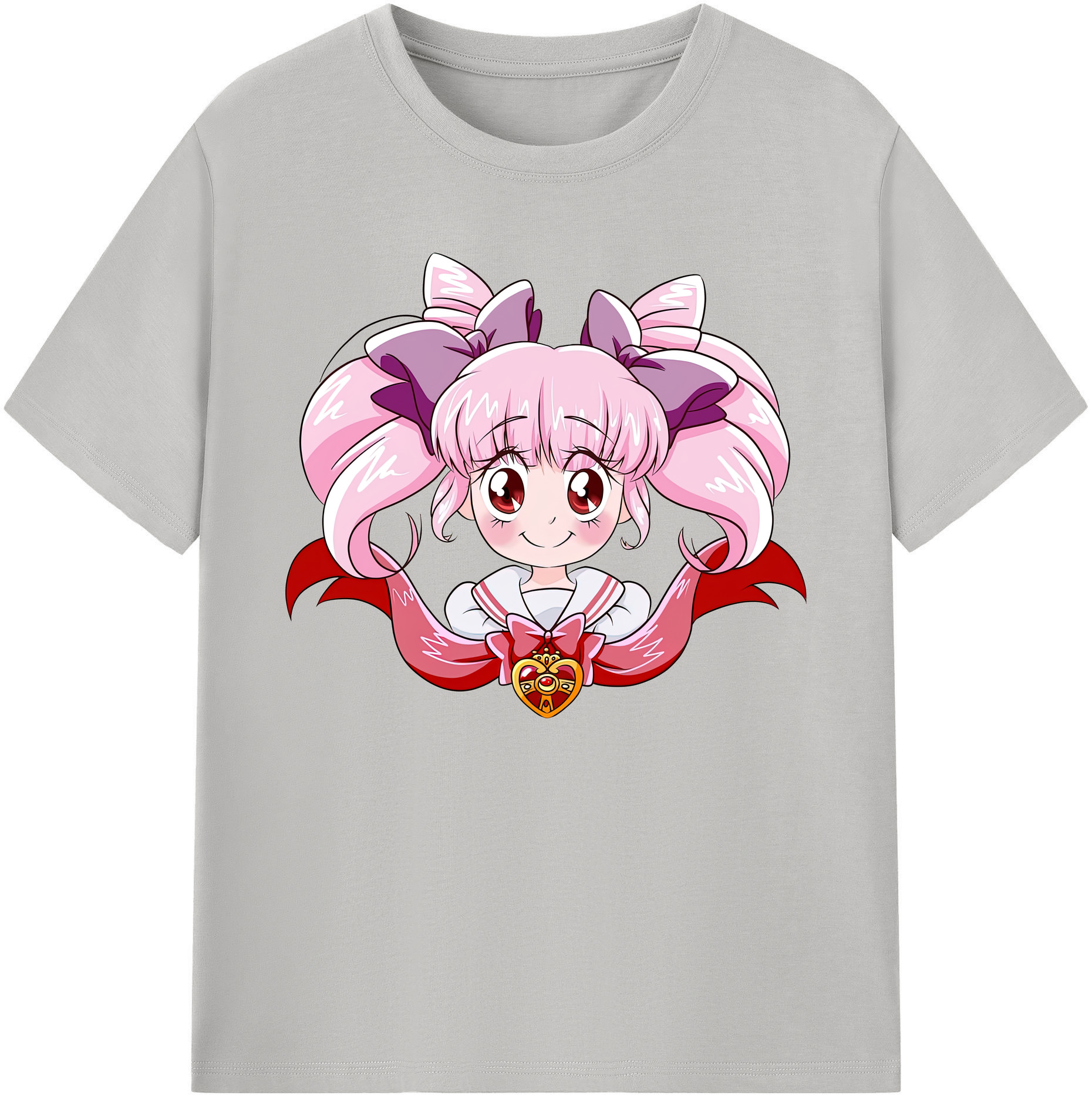 （画像用） 美少女戦士セーラームーン ちびうさ Sailor Moon Chibiusa Tsukino Usagi Small Lady Serenity 綿100％ メンズ半袖Tシャツ｜肌触りやわらか＆通気性